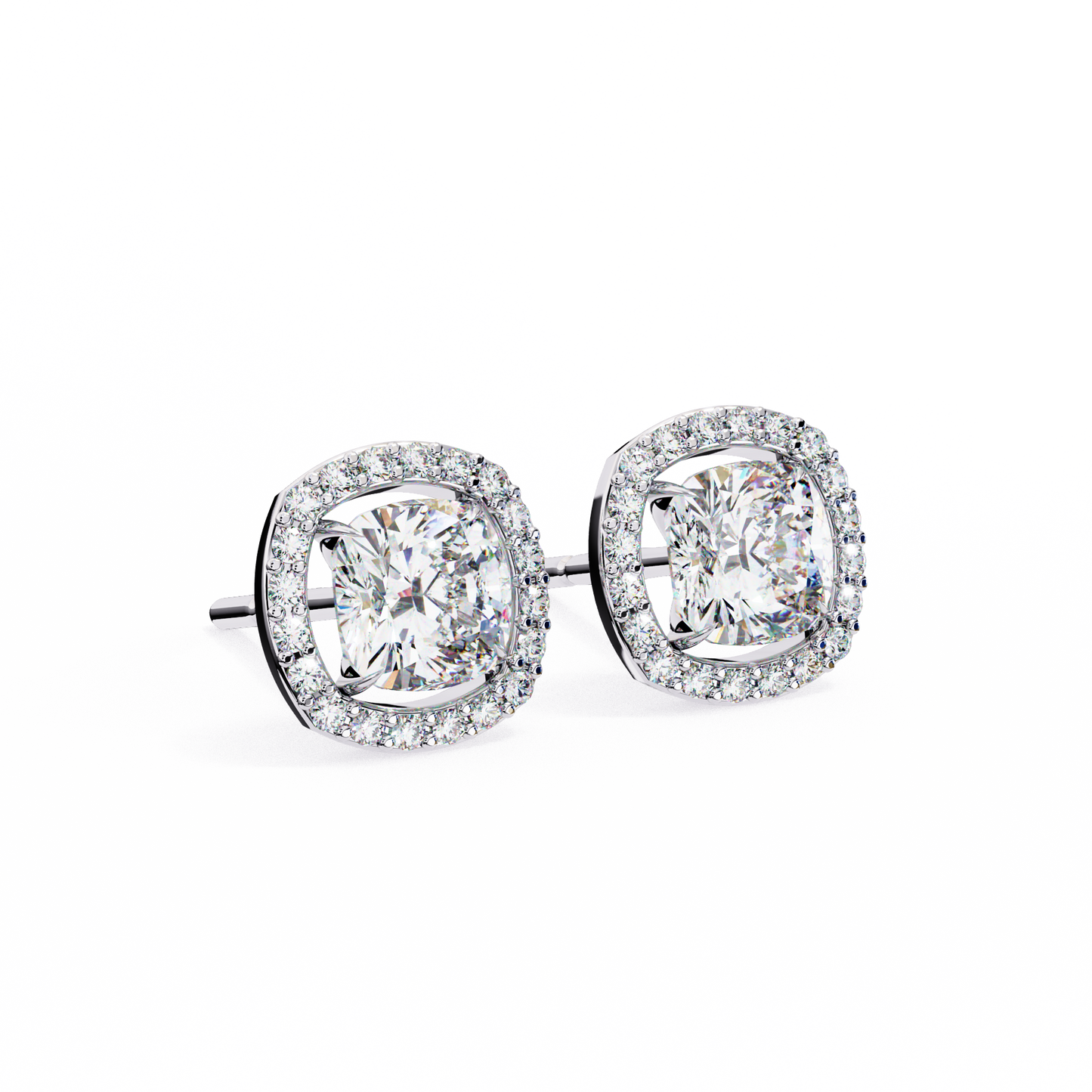18K White Gold Lab Grown Diamond Halo Earrings 1.92 ctw DAE-146