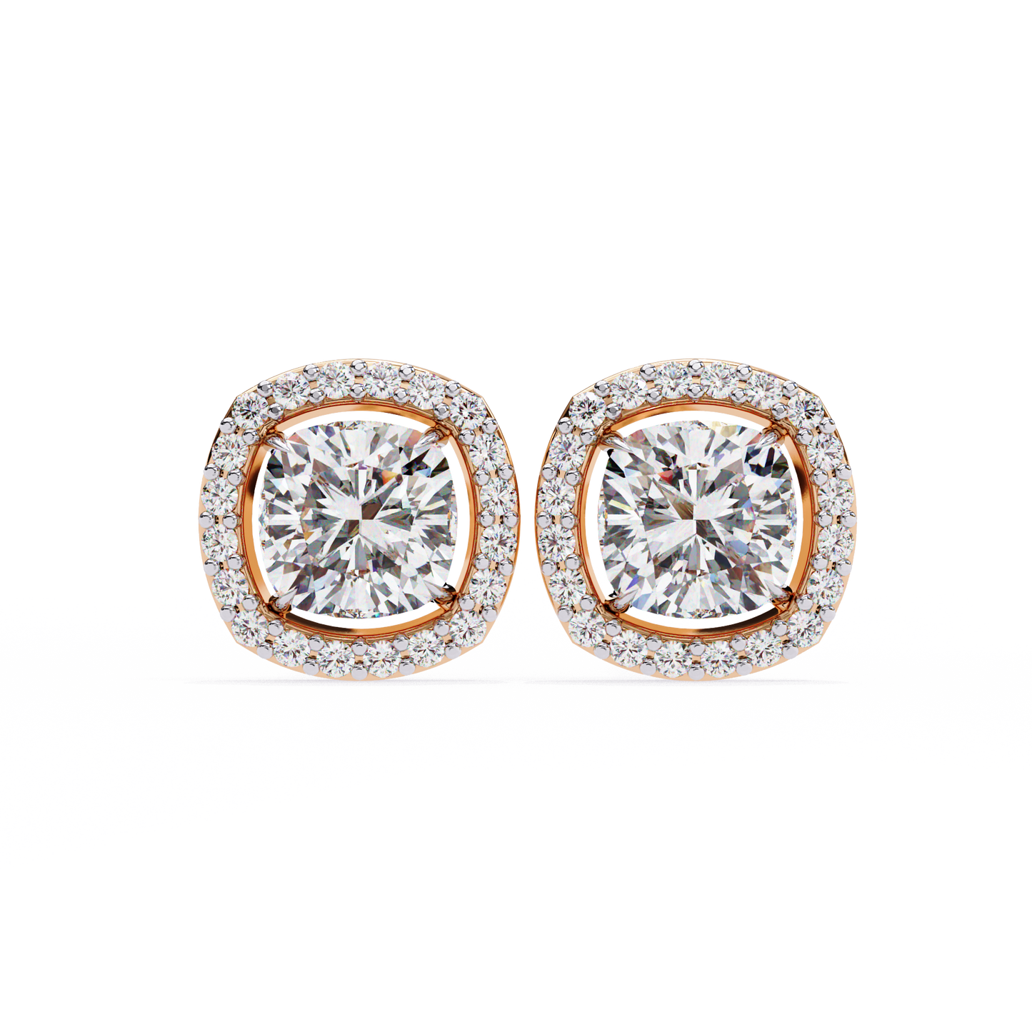 18K Rose Gold Lab Grown Diamond Halo Earrings 1.92 ctw DAE-146