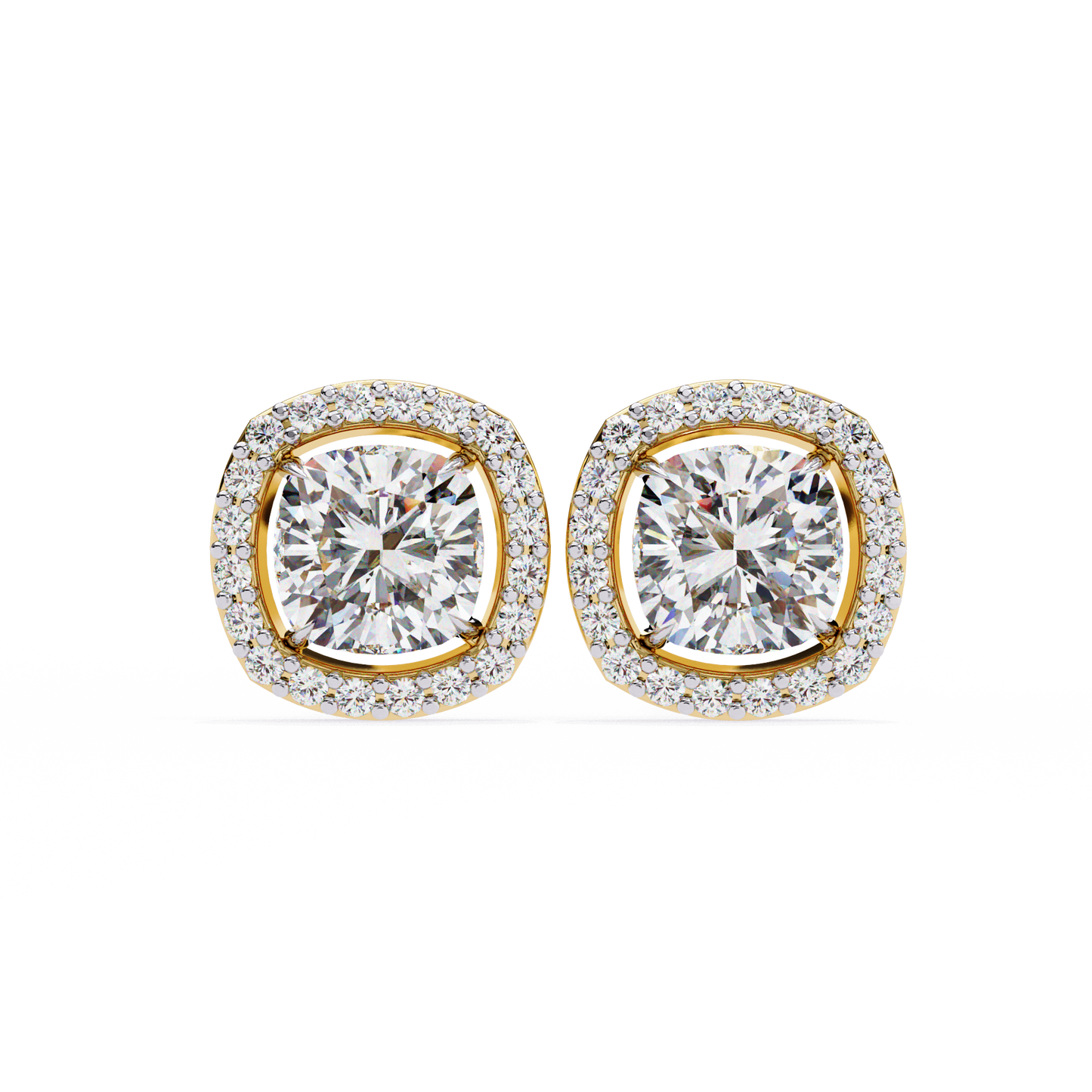 18K Yellow Gold Lab Grown Diamond Halo Earrings 1.92 ctw DAE-146