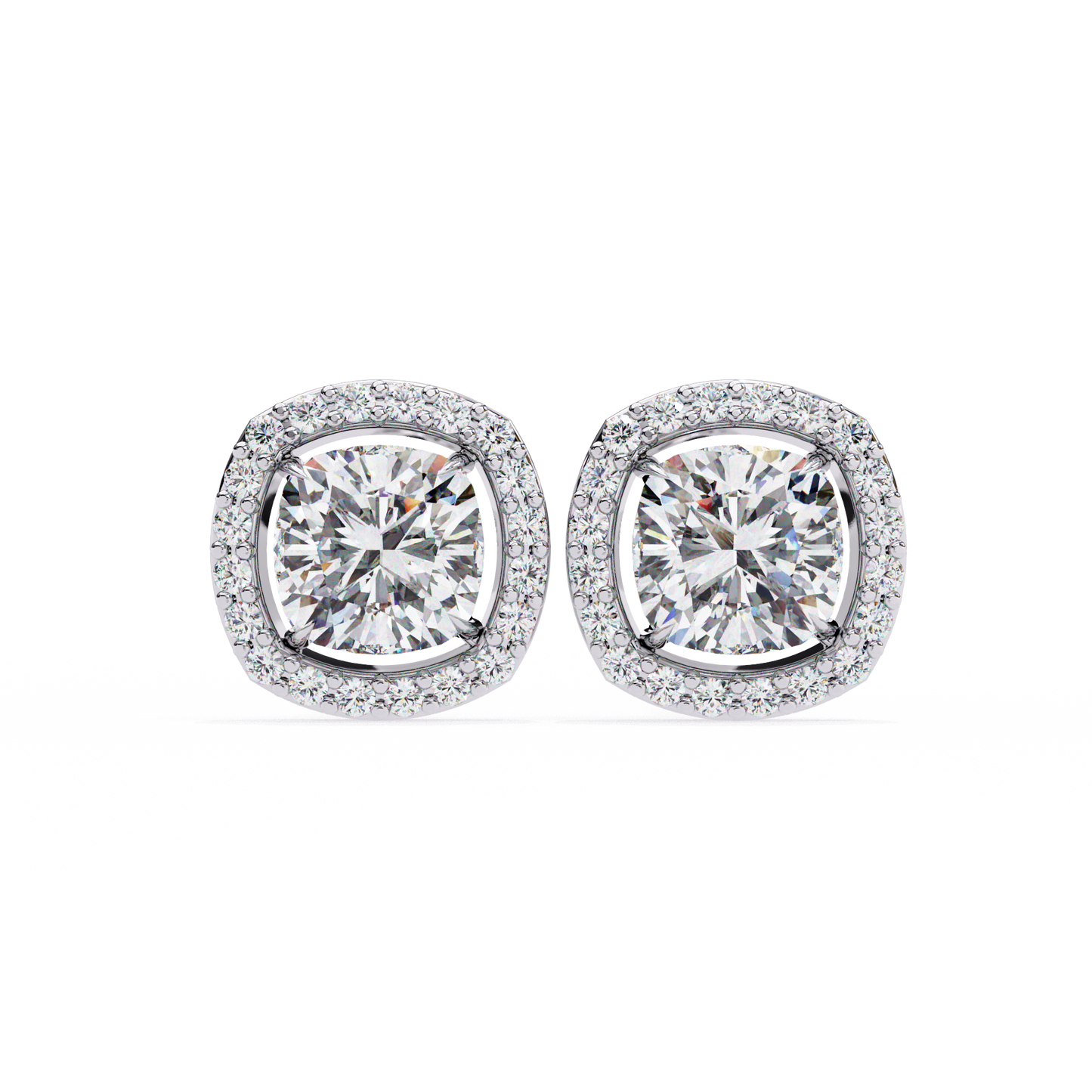 18K White Gold Lab Grown Diamond Halo Earrings 1.92 ctw DAE-146