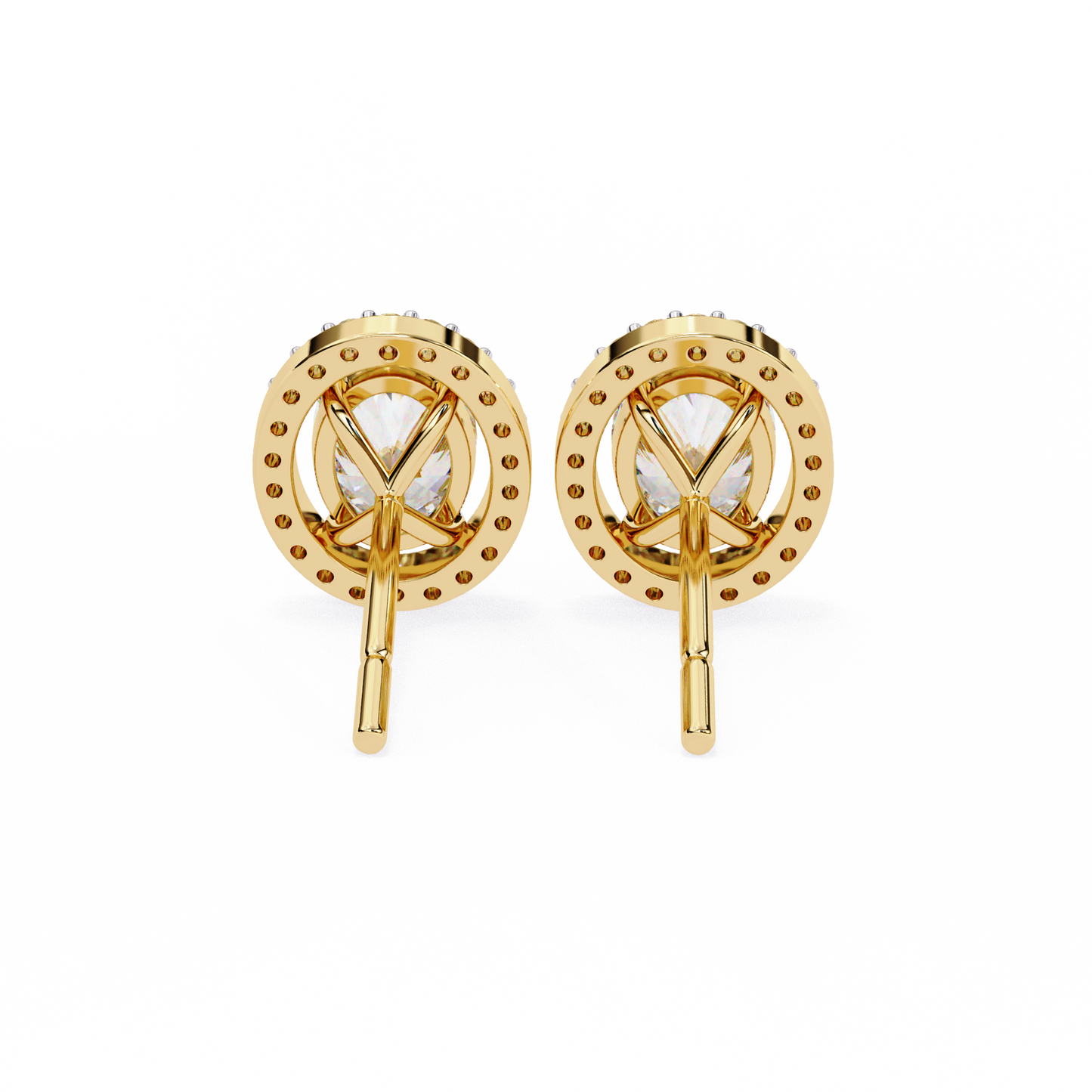 14K Yellow Gold Lab Grown Diamond Halo Earrings 1.94 ctw DAE-145