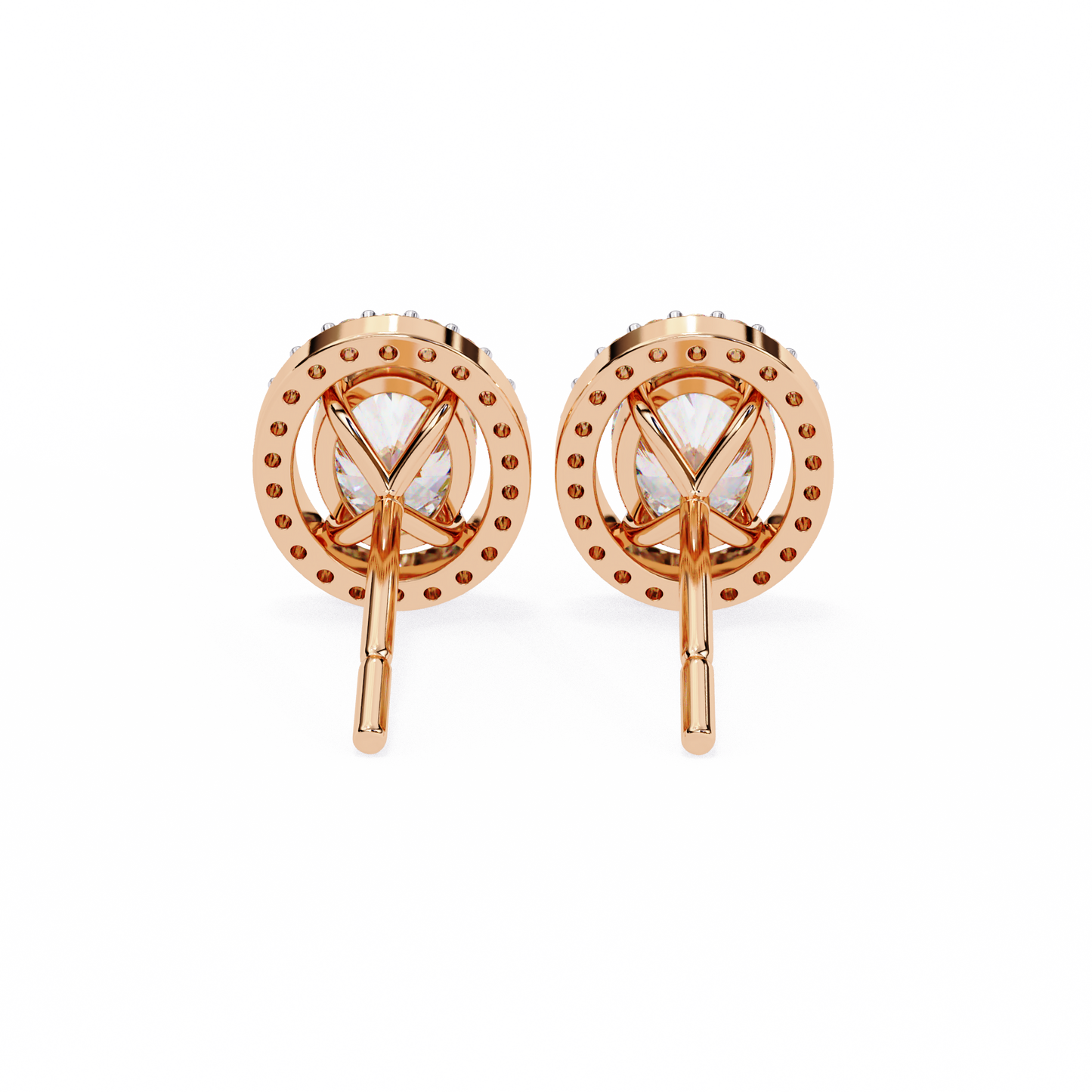 14K Rose Gold Lab Grown Diamond Halo Earrings 1.94 ctw DAE-145