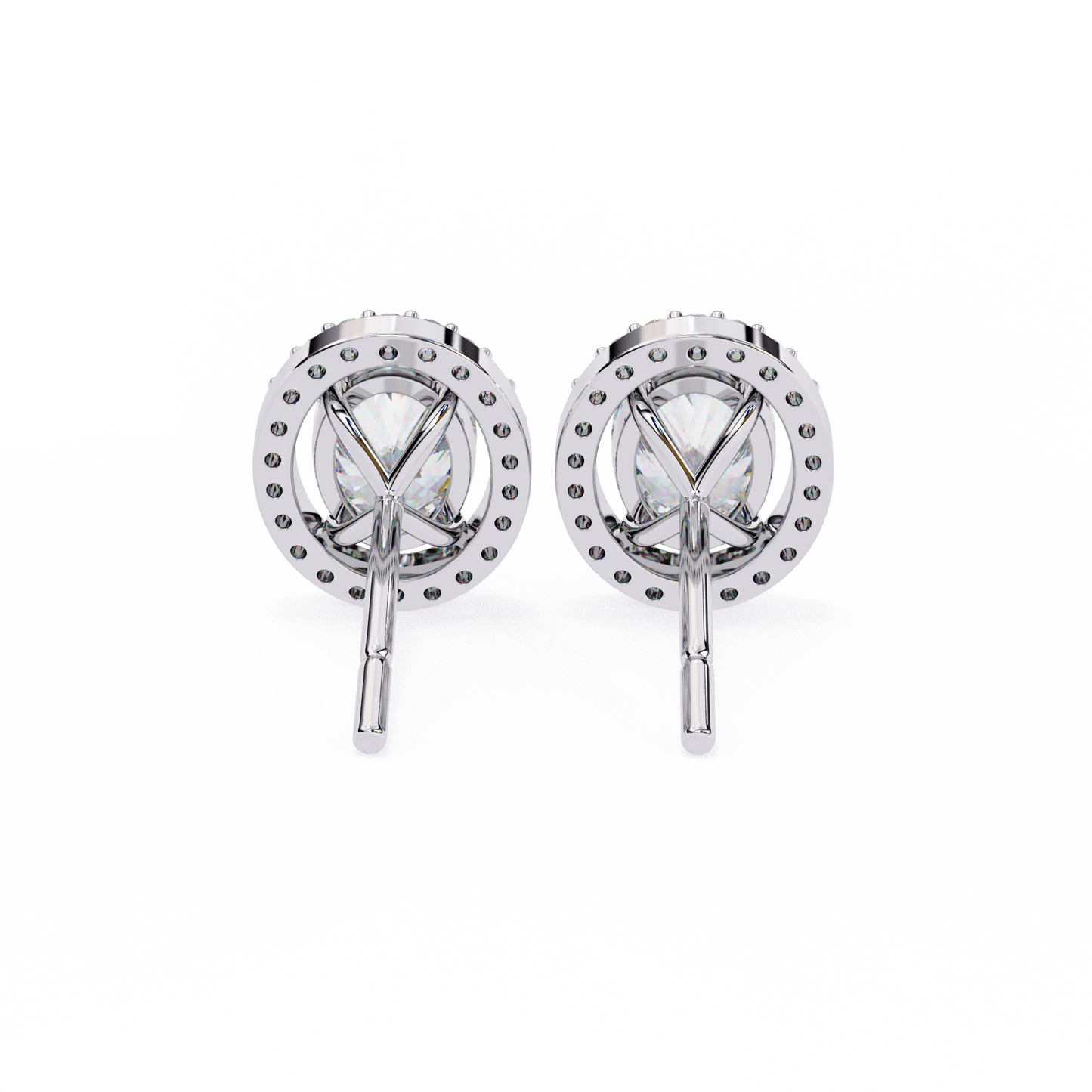 14K White Gold Lab Grown Diamond Halo Earrings 1.94 ctw DAE-145