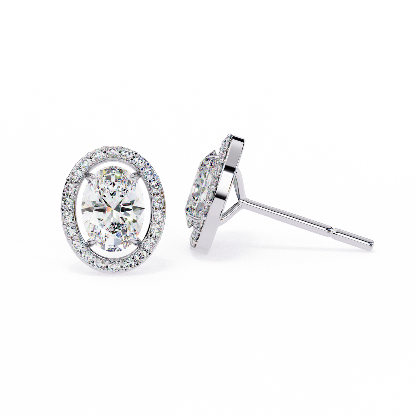 14K White Gold Lab Grown Diamond Halo Earrings 1.94 ctw DAE-145