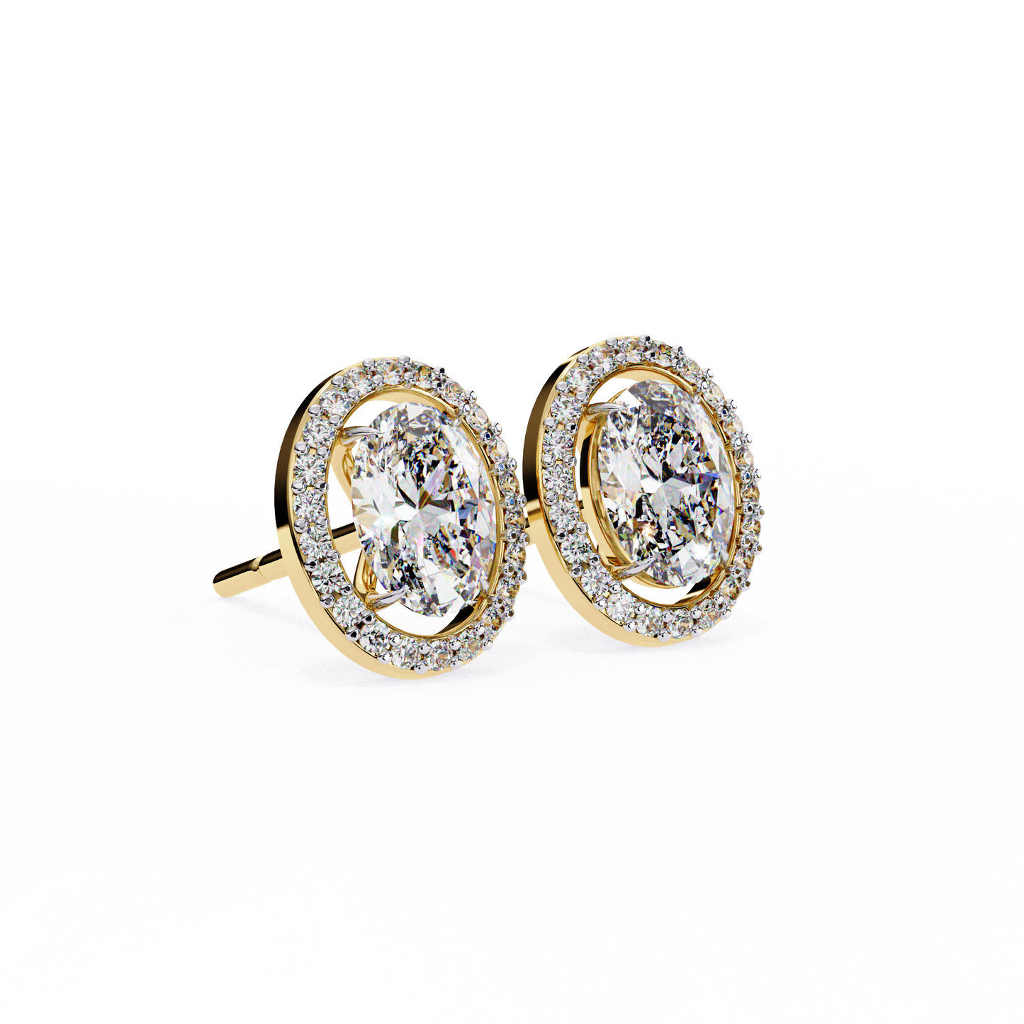 14K Yellow Gold Lab Grown Diamond Halo Earrings 1.94 ctw DAE-145