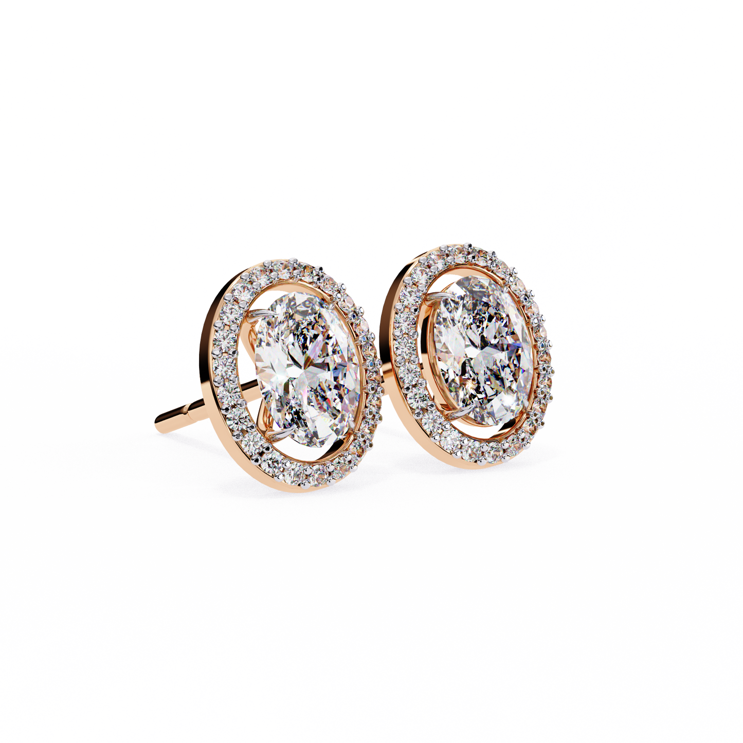 14K Rose Gold Lab Grown Diamond Halo Earrings 1.94 ctw DAE-145