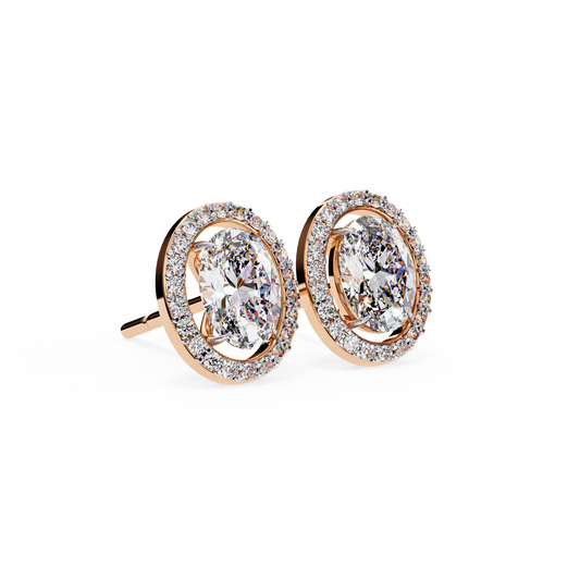 18K Rose Gold Lab Grown Diamond Halo Earrings 1.94 ctw DAE-145