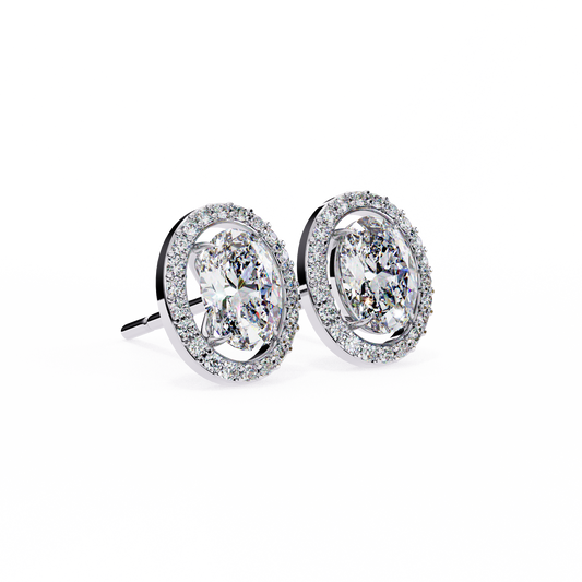18K White Gold Lab Grown Diamond Halo Earrings 1.94 ctw DAE-145