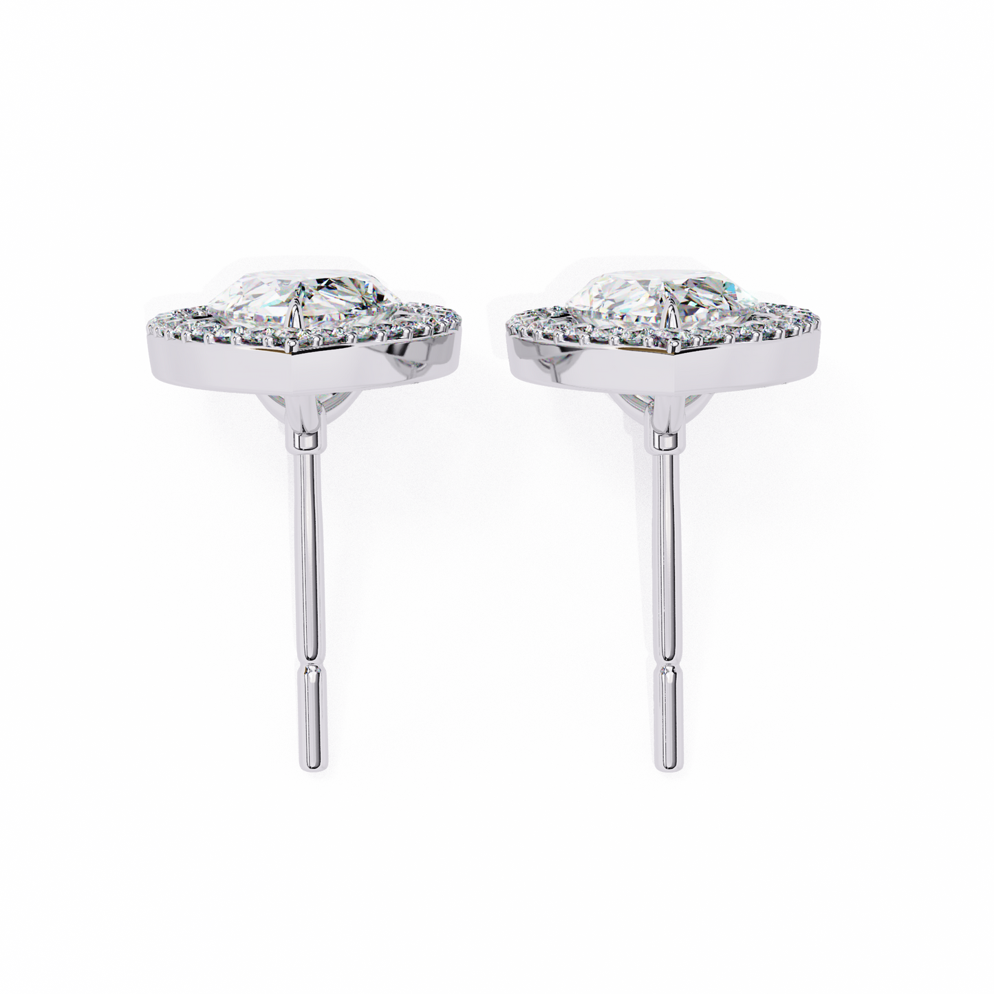 14K White Gold Lab Grown Diamond Halo Earrings 1.62 ctw DAE-144