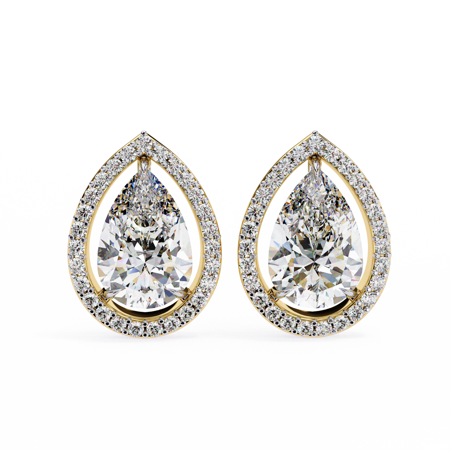 14K Yellow Gold Lab Grown Diamond Halo Earrings 1.62 ctw DAE-144