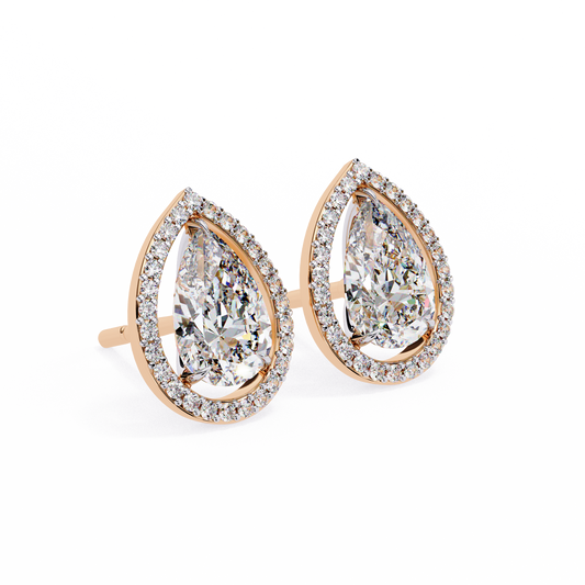 18K Rose Gold Lab Grown Diamond Halo Earrings 1.62 ctw DAE-144