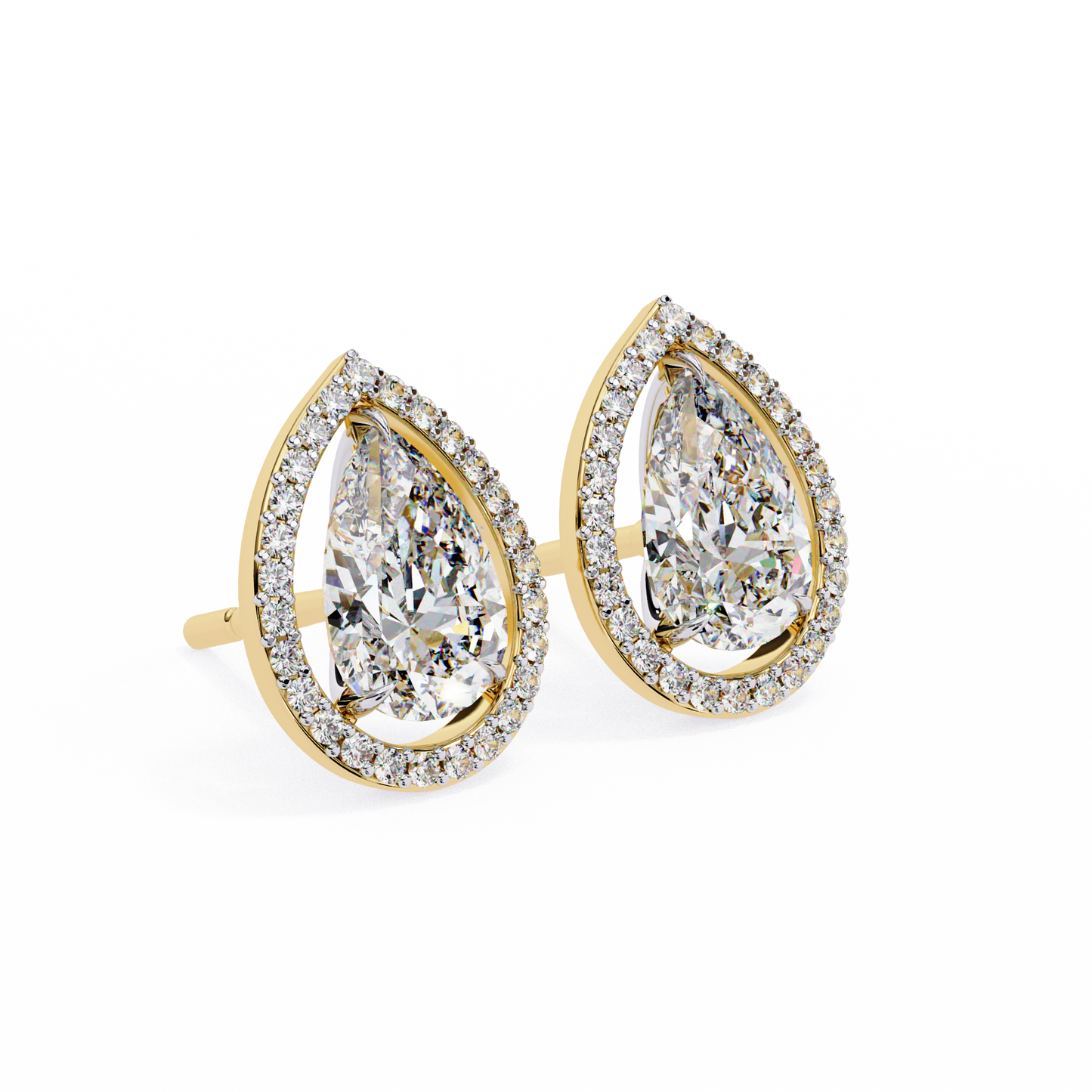 14K Yellow Gold Lab Grown Diamond Halo Earrings 1.62 ctw DAE-144