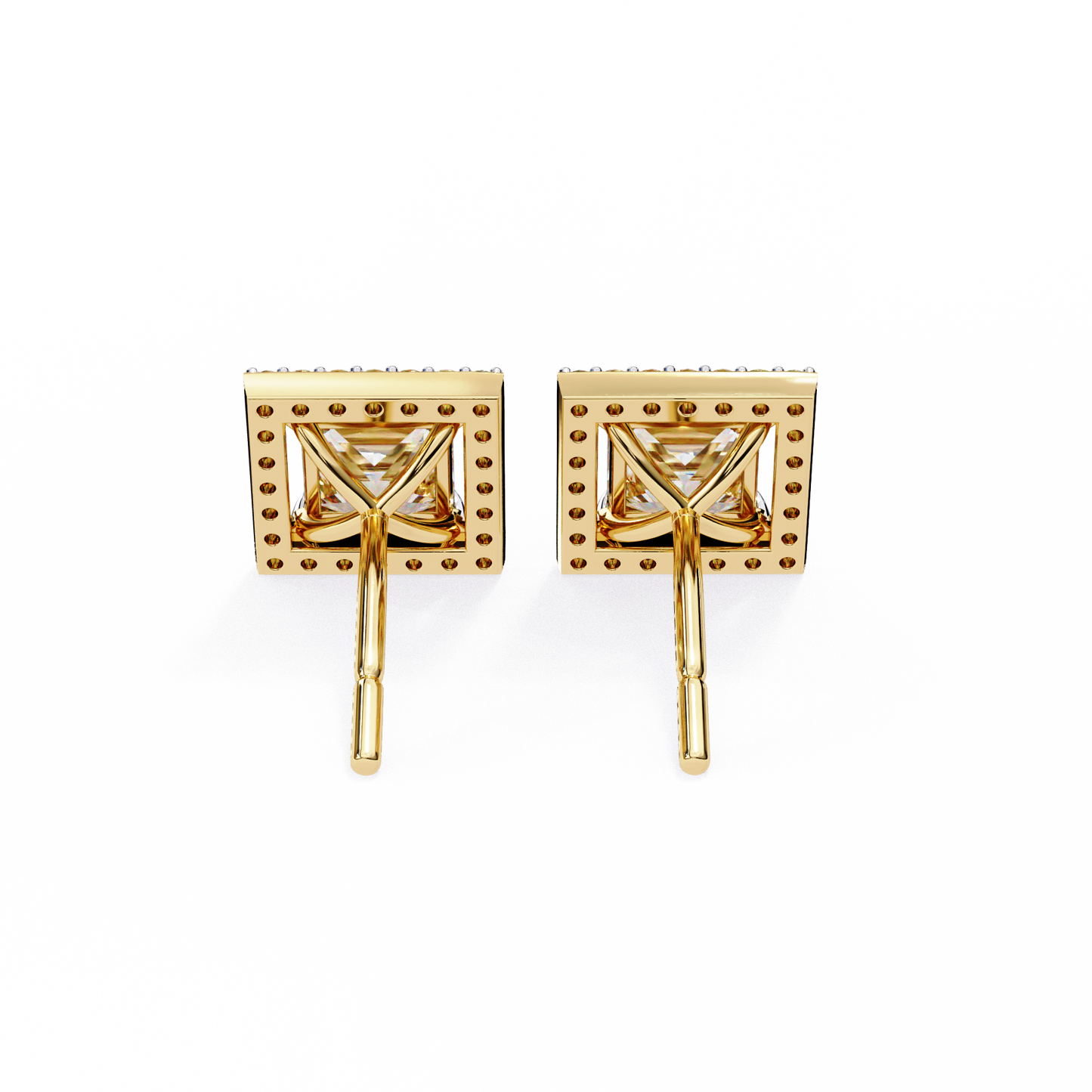 18K Yellow Gold Lab Grown Diamond Halo Earrings 1.68 ctw DAE-143