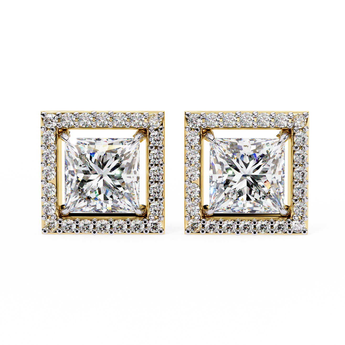 18K Yellow Gold Lab Grown Diamond Halo Earrings 1.68 ctw DAE-143