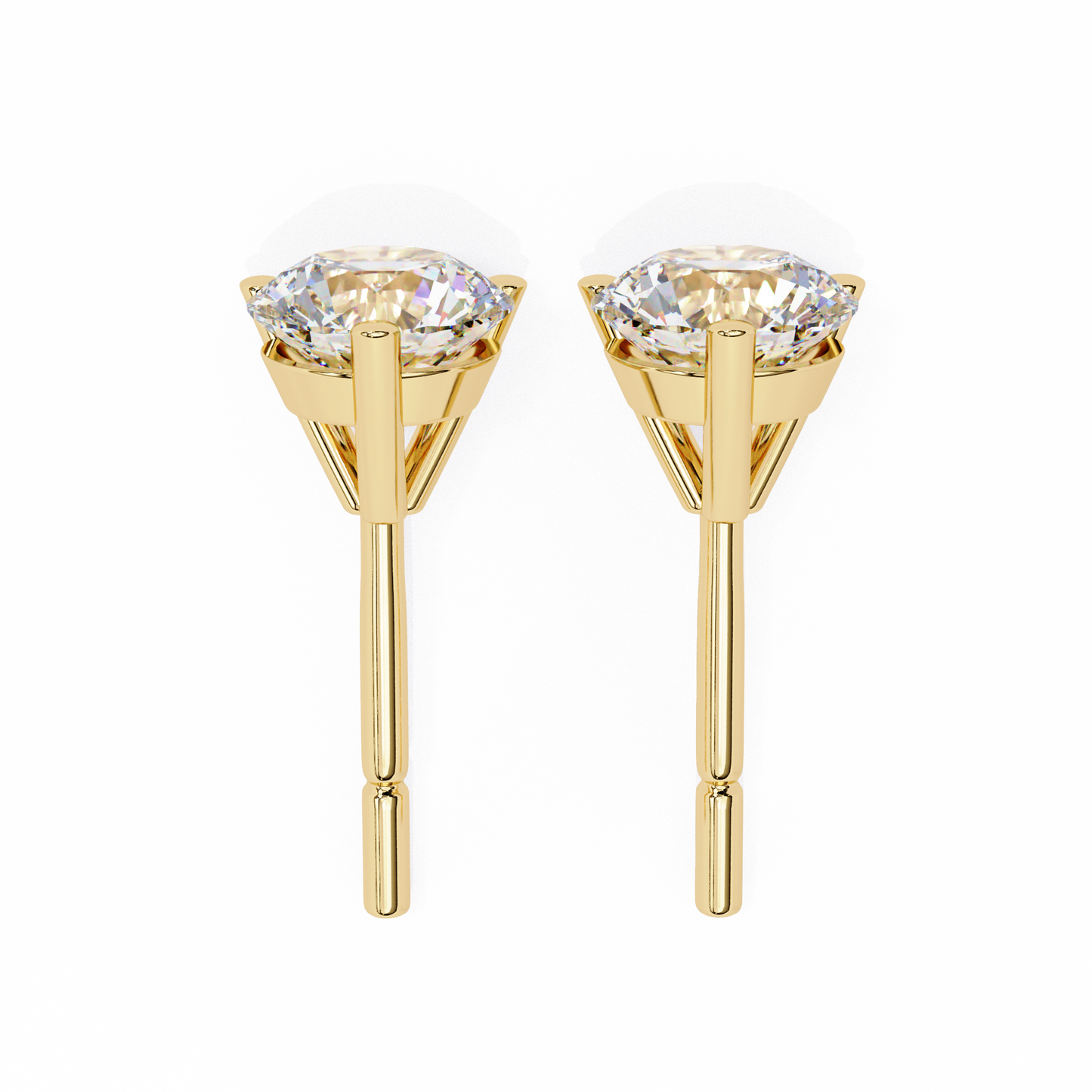 14K Yellow Gold Lab Grown Diamond Solitaire Stud Earrings 2.50 ctw DAE-125