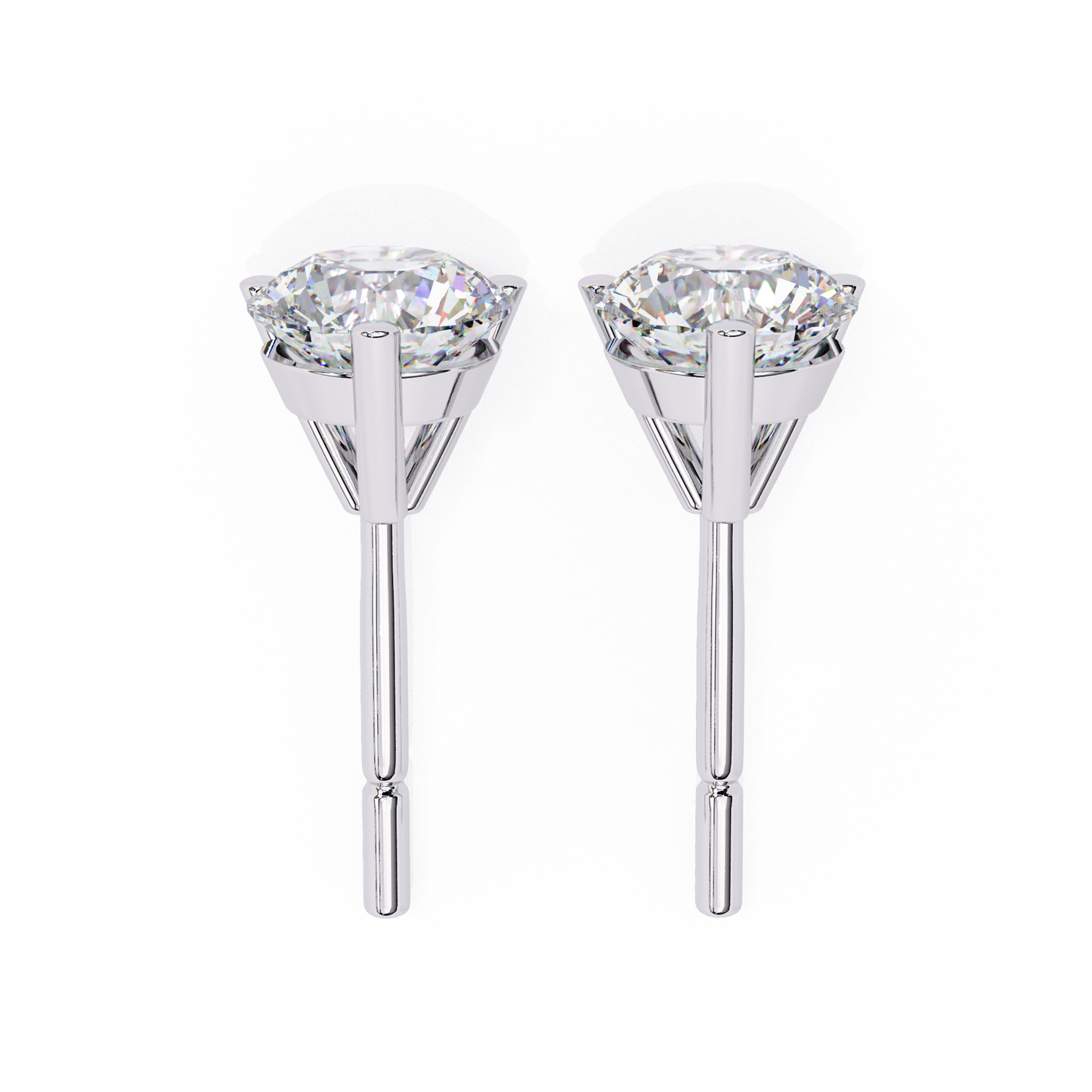 14K White Gold Lab Grown Diamond Solitaire Stud Earrings 2.50 ctw DAE-125