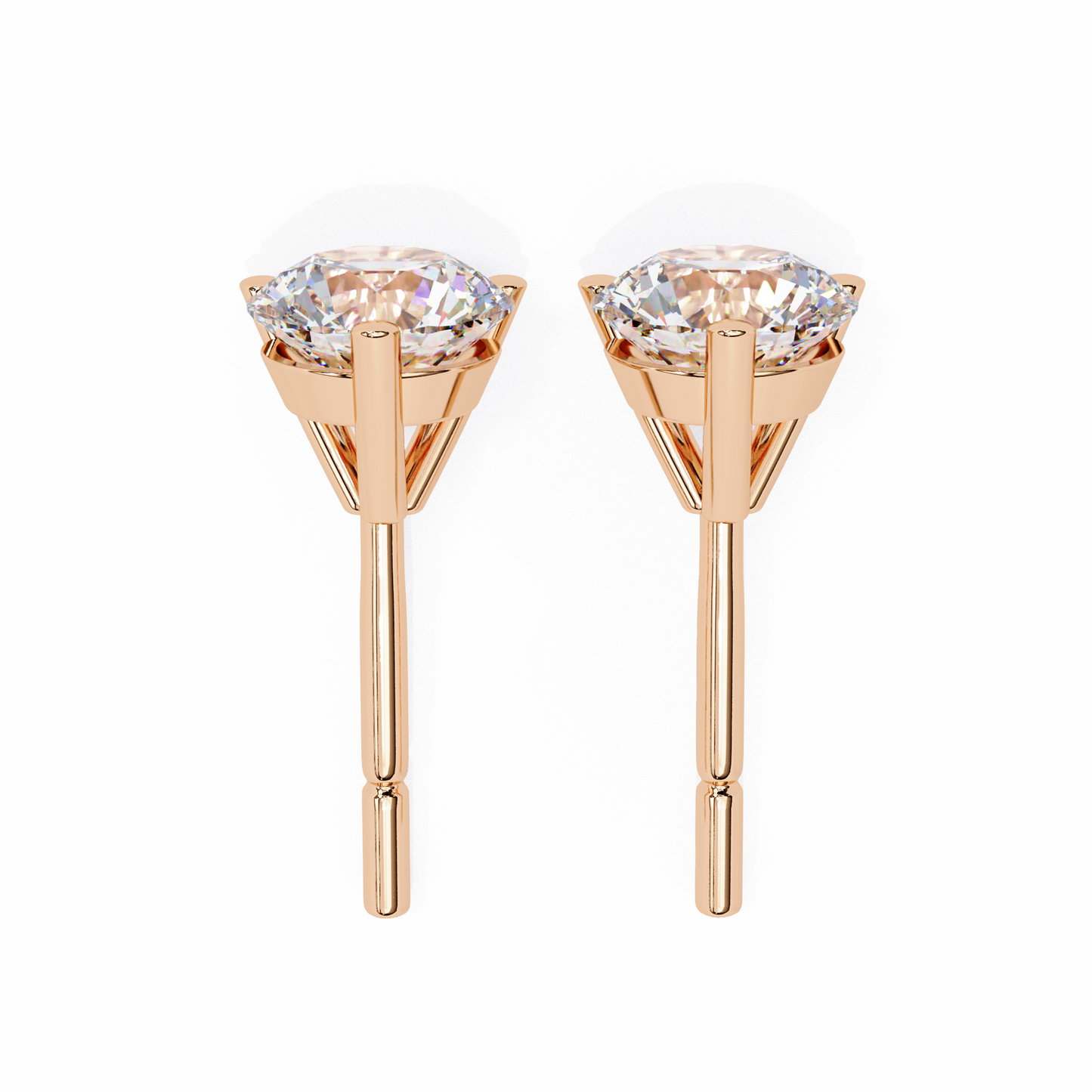 10K Rose Gold Lab Grown Diamond Solitaire Stud Earrings 2.50 ctw DAE-125