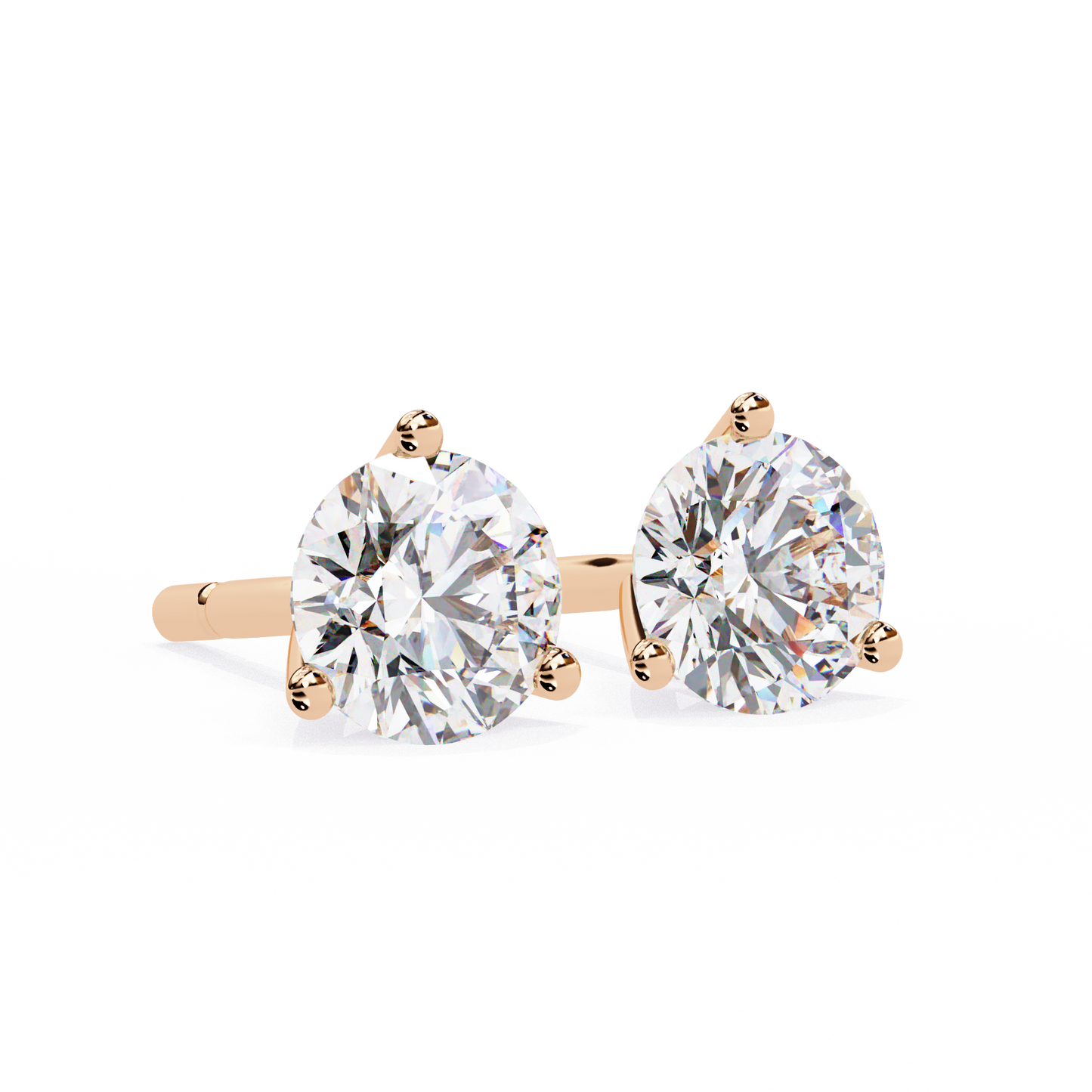 10K Rose Gold Lab Grown Diamond Solitaire Stud Earrings 2.50 ctw DAE-125