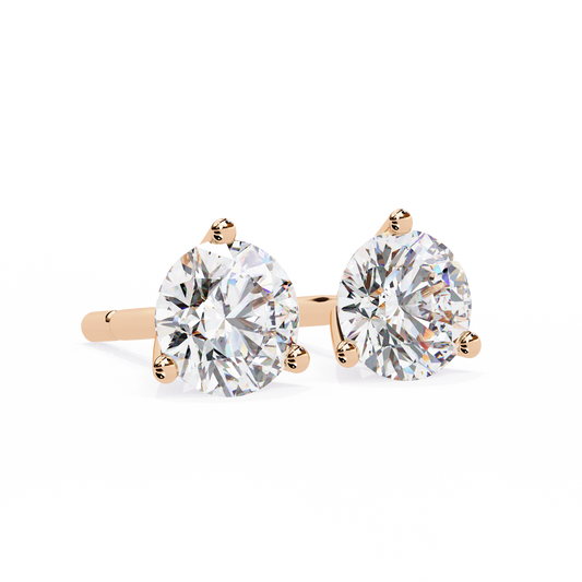 18K Rose Gold Lab Grown Diamond Solitaire Stud Earrings 2.50 ctw DAE-125