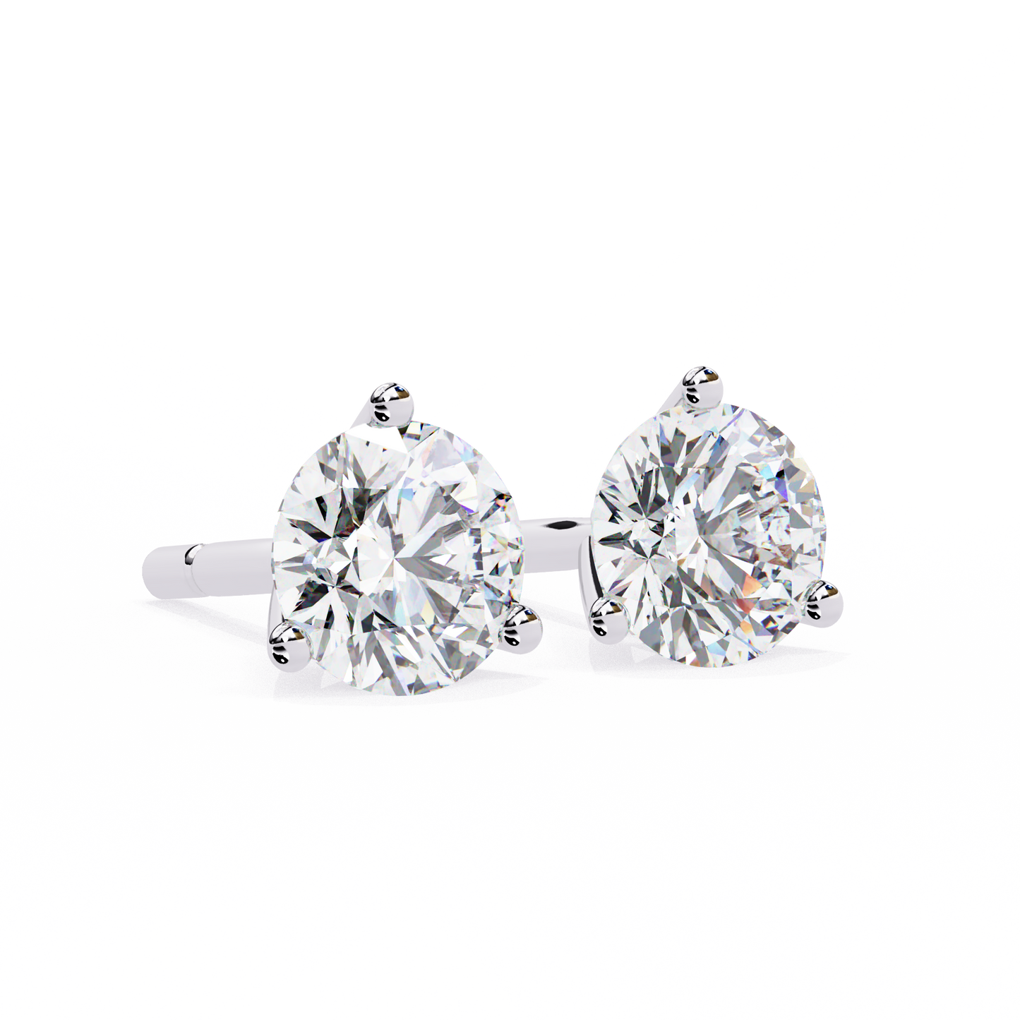 14K White Gold Lab Grown Diamond Solitaire Stud Earrings 2.50 ctw DAE-125