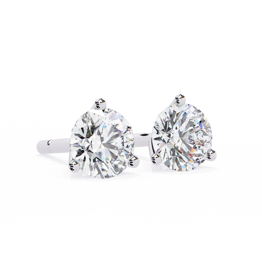 18K White Gold Lab Grown Diamond Solitaire Stud Earrings 2.50 ctw DAE-125