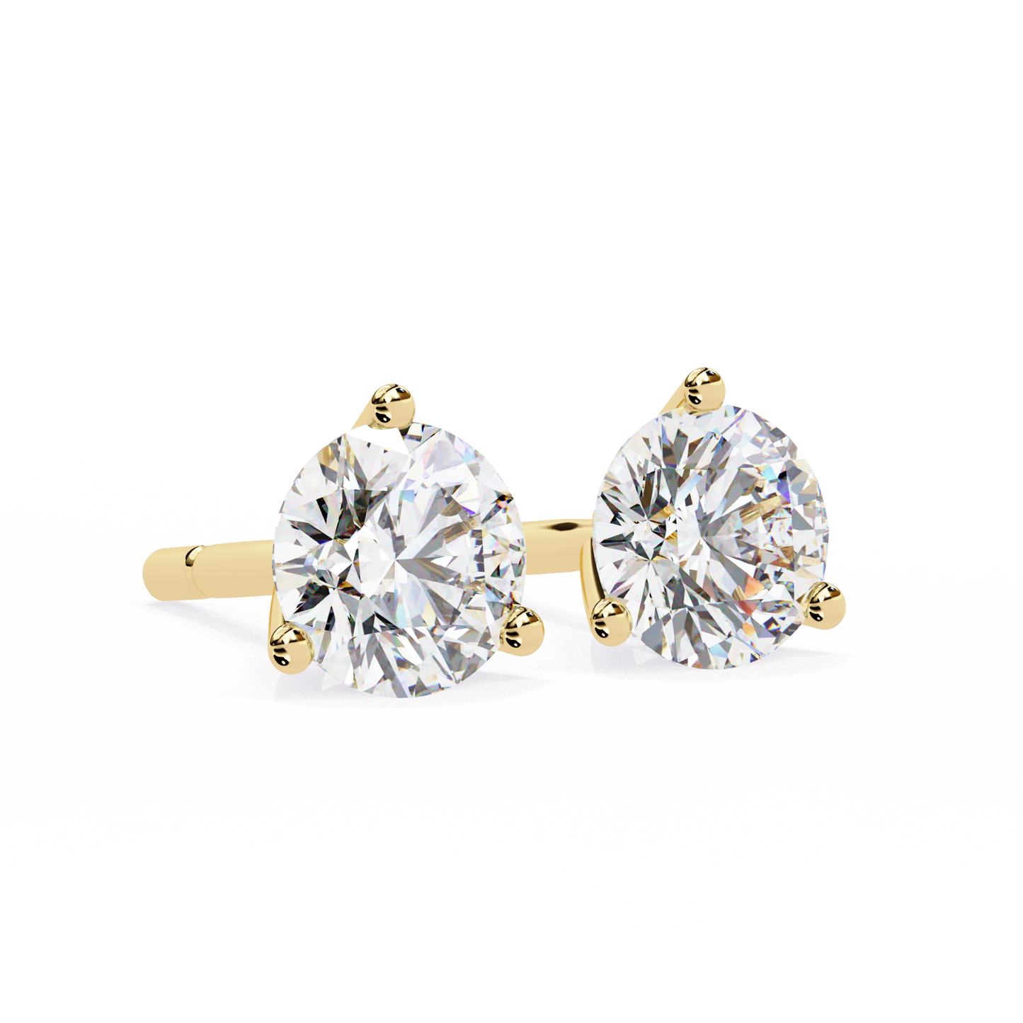 14K Yellow Gold Lab Grown Diamond Solitaire Stud Earrings 2.50 ctw DAE-125
