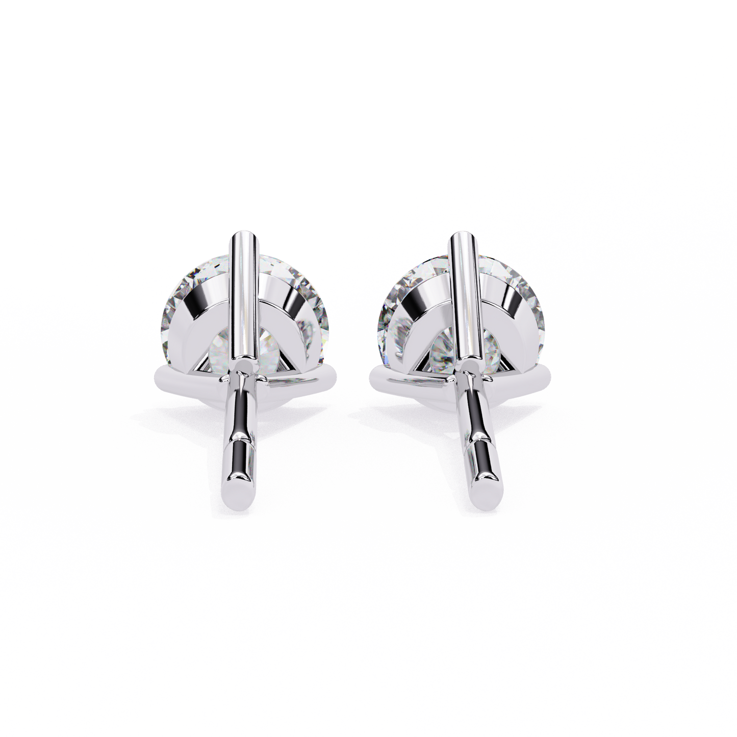 14K White Gold Lab Grown Diamond Solitaire Stud Earrings 2.50 ctw DAE-125