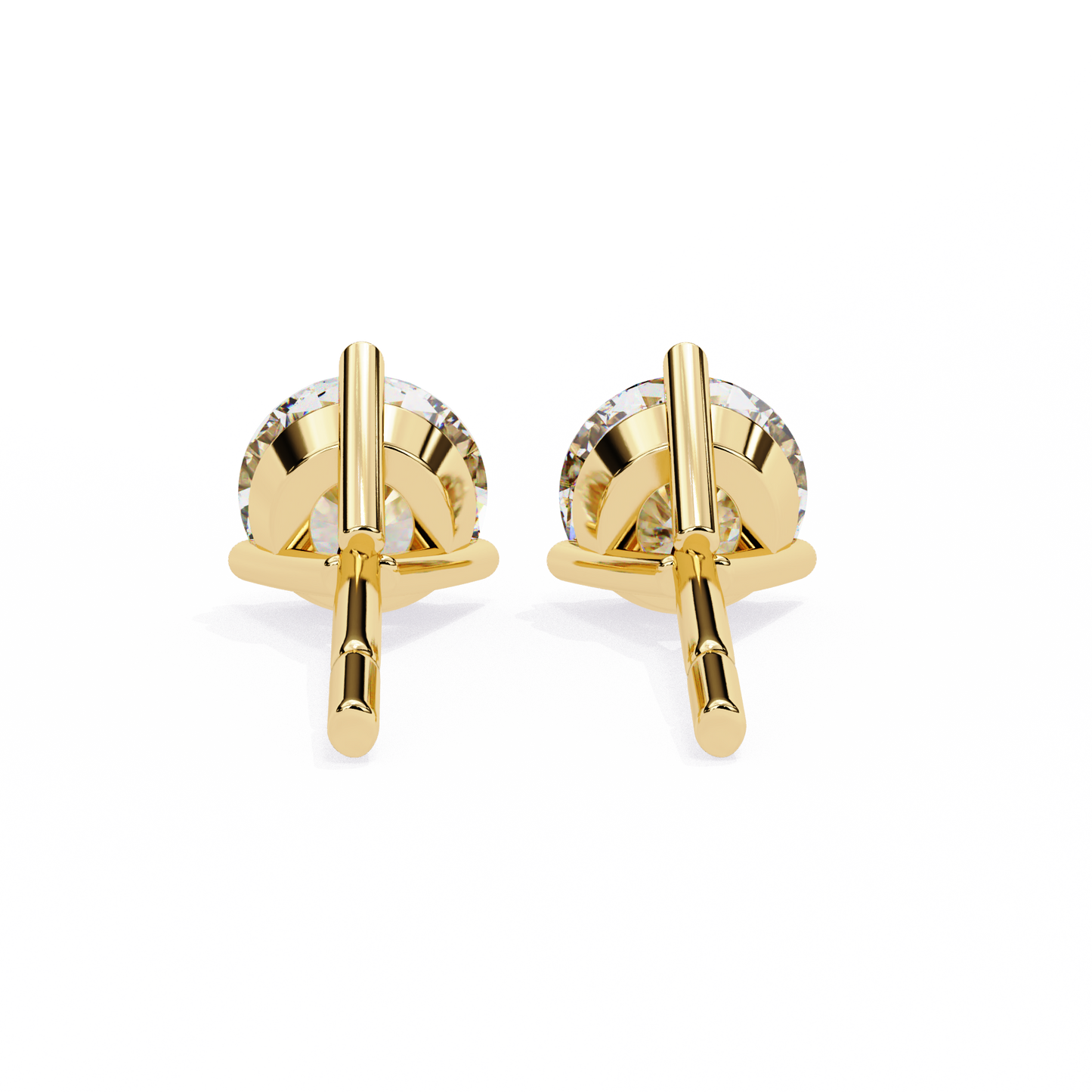 14K Yellow Gold Lab Grown Diamond Solitaire Stud Earrings 2.50 ctw DAE-125