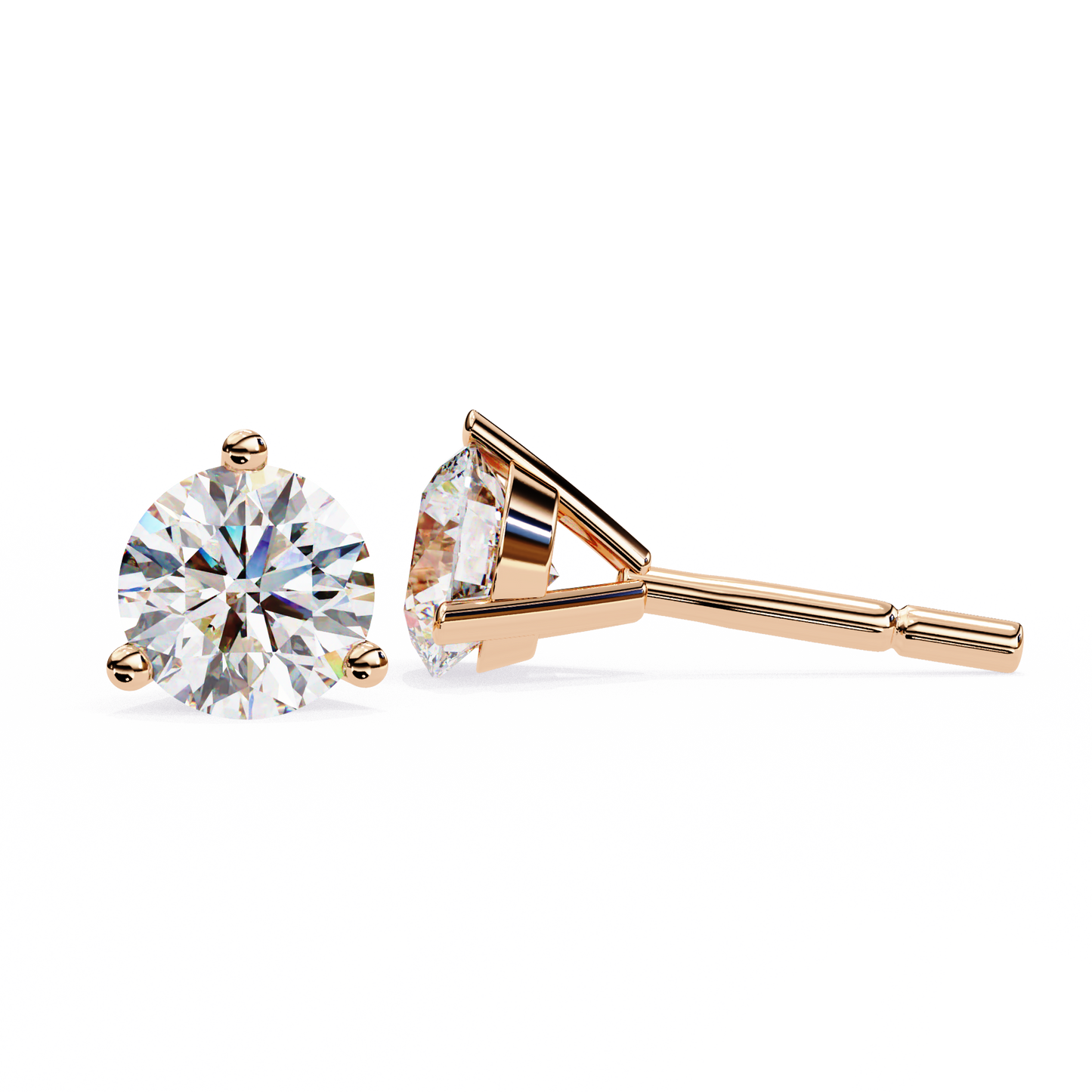 10K Rose Gold Lab Grown Diamond Solitaire Stud Earrings 2.50 ctw DAE-125
