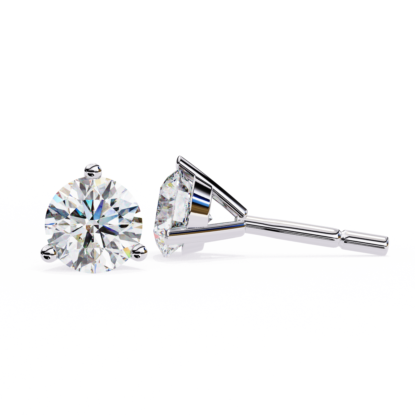 14K White Gold Lab Grown Diamond Solitaire Stud Earrings 2.50 ctw DAE-125