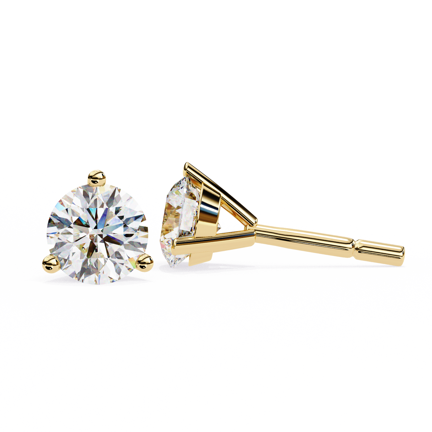 14K Yellow Gold Lab Grown Diamond Solitaire Stud Earrings 2.50 ctw DAE-125