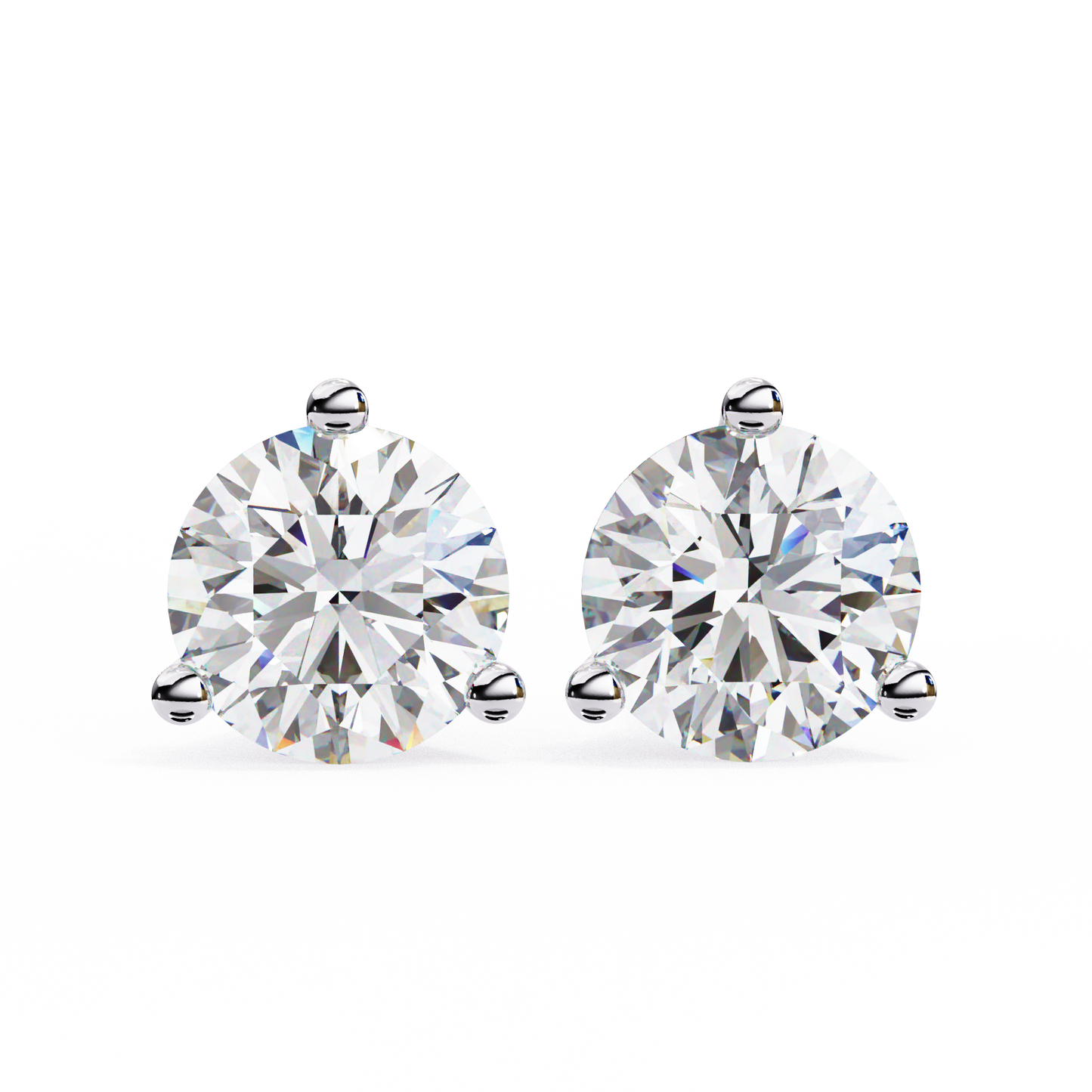 14K White Gold Lab Grown Diamond Solitaire Stud Earrings 2.50 ctw DAE-125