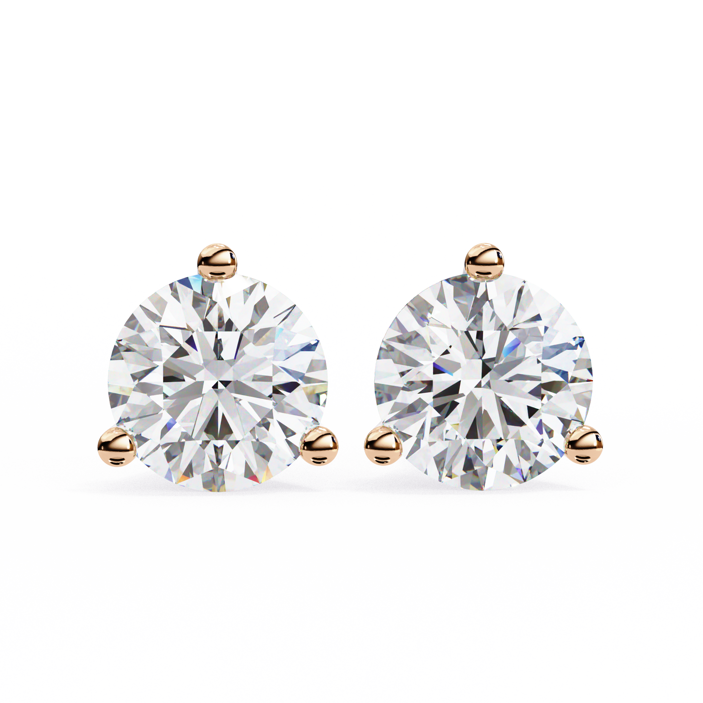 10K Rose Gold Lab Grown Diamond Solitaire Stud Earrings 2.50 ctw DAE-125