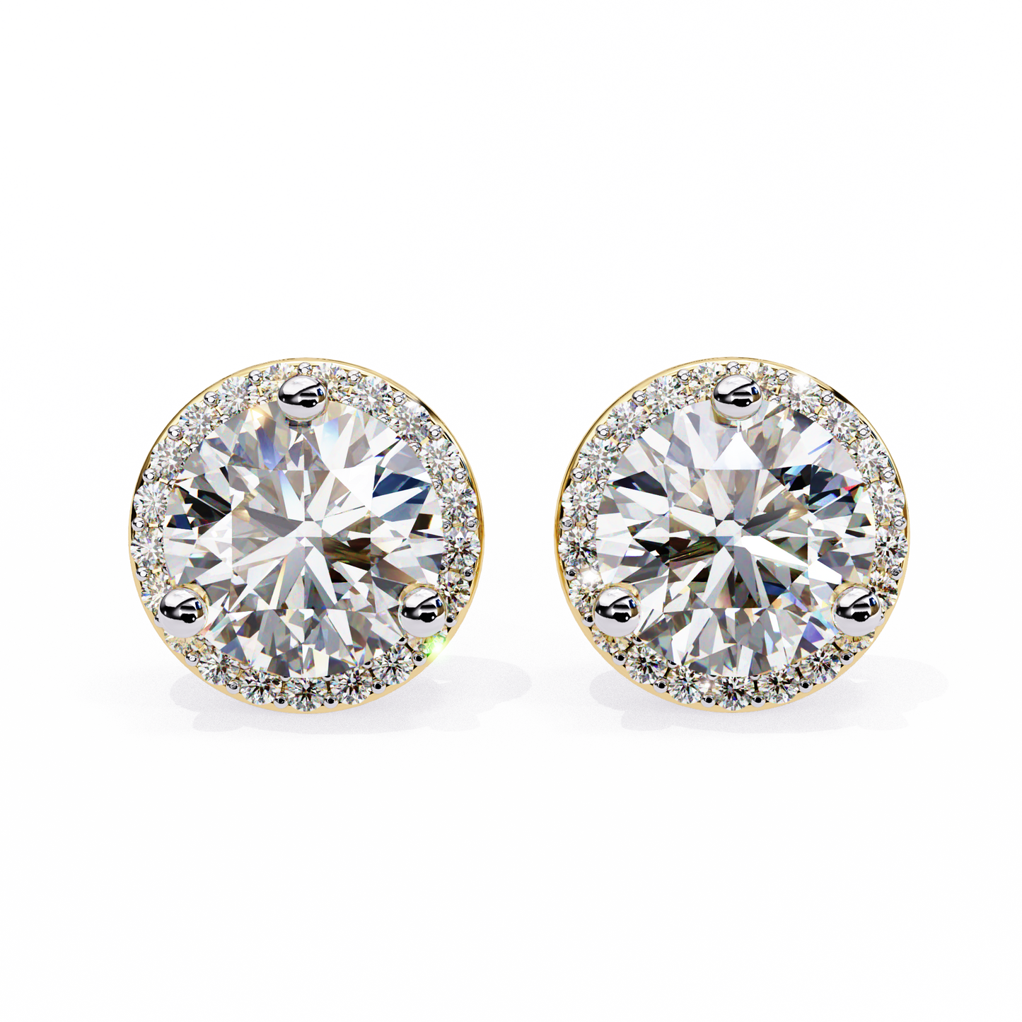 14K Yellow Gold Lab Grown Diamond Halo Earrings 1.95 ctw DAE-141