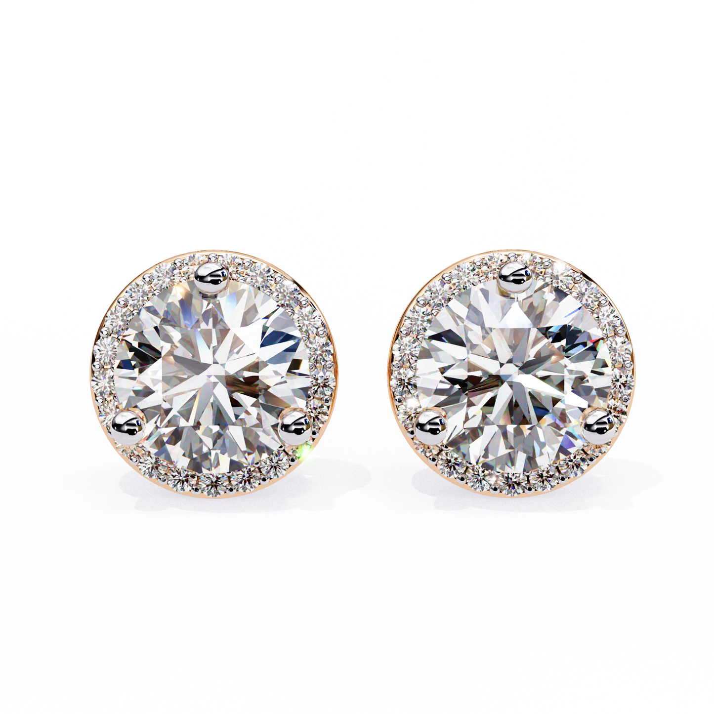 18K Rose Gold Lab Grown Diamond Halo Earrings 1.95 ctw DAE-141