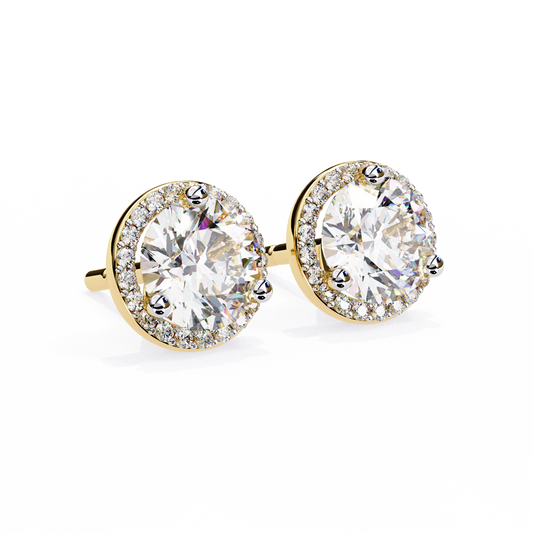 14K Yellow Gold Lab Grown Diamond Halo Earrings 1.95 ctw DAE-141