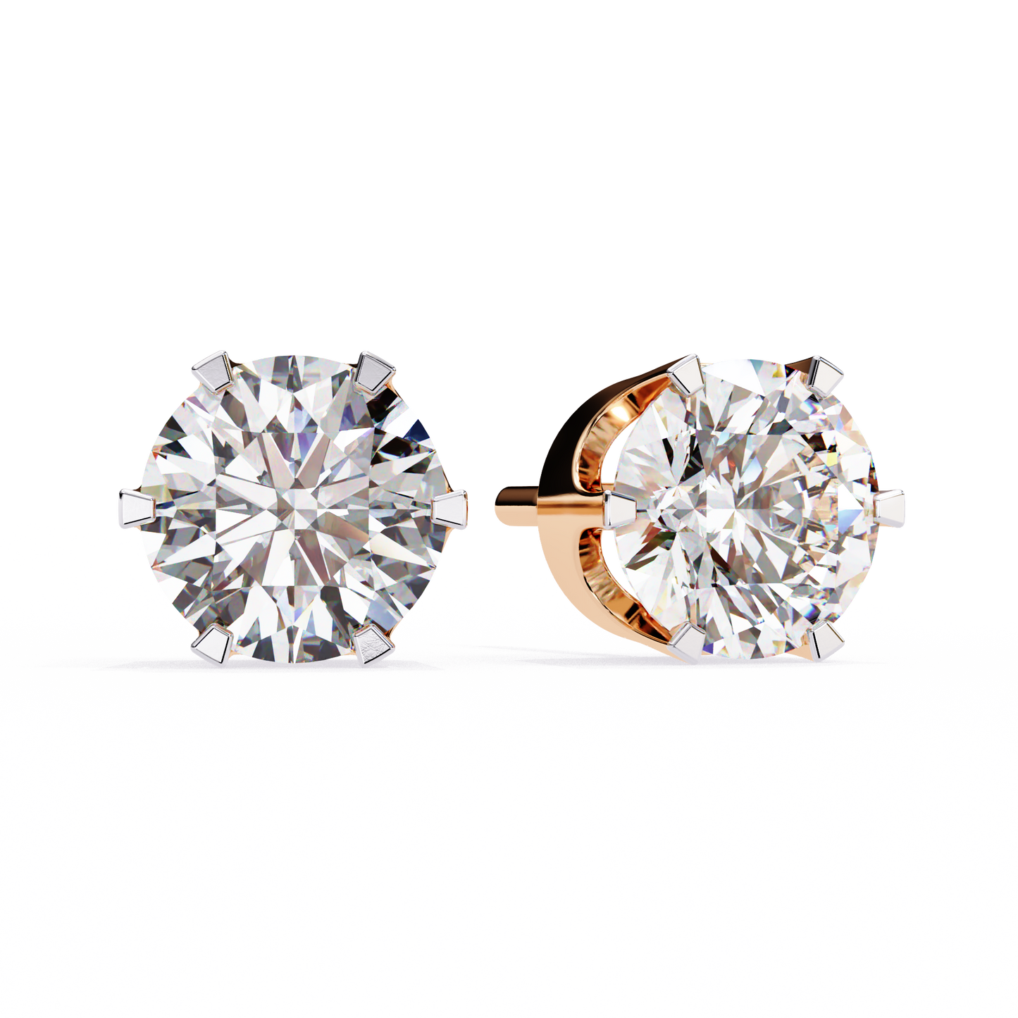 10K Rose Gold Lab Grown Diamond Solitaire Stud Earrings 2.50 ctw DAE-129