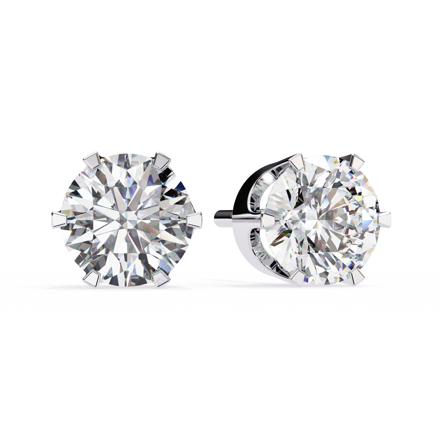 14K White Gold Lab Grown Diamond Solitaire Stud Earrings 2.50 ctw DAE-129