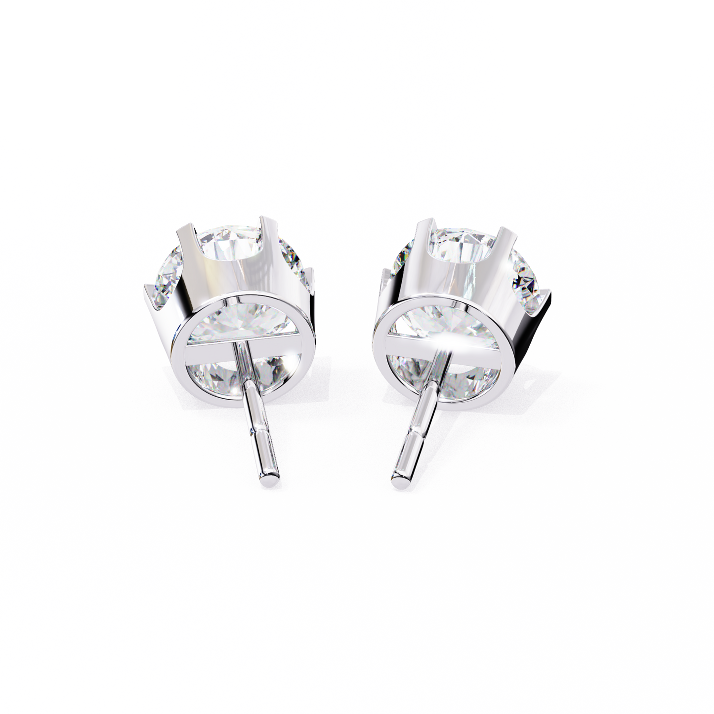 14K White Gold Lab Grown Diamond Solitaire Stud Earrings 2.50 ctw DAE-129