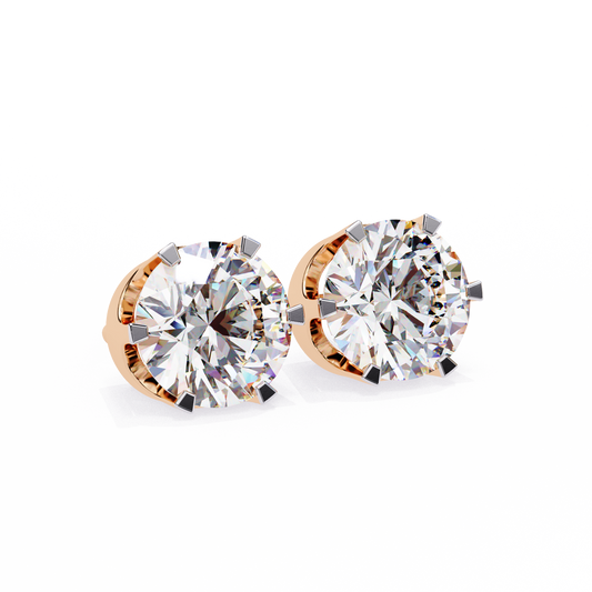 18K Rose Gold Lab Grown Diamond Solitaire Stud Earrings 2.50 ctw DAE-129