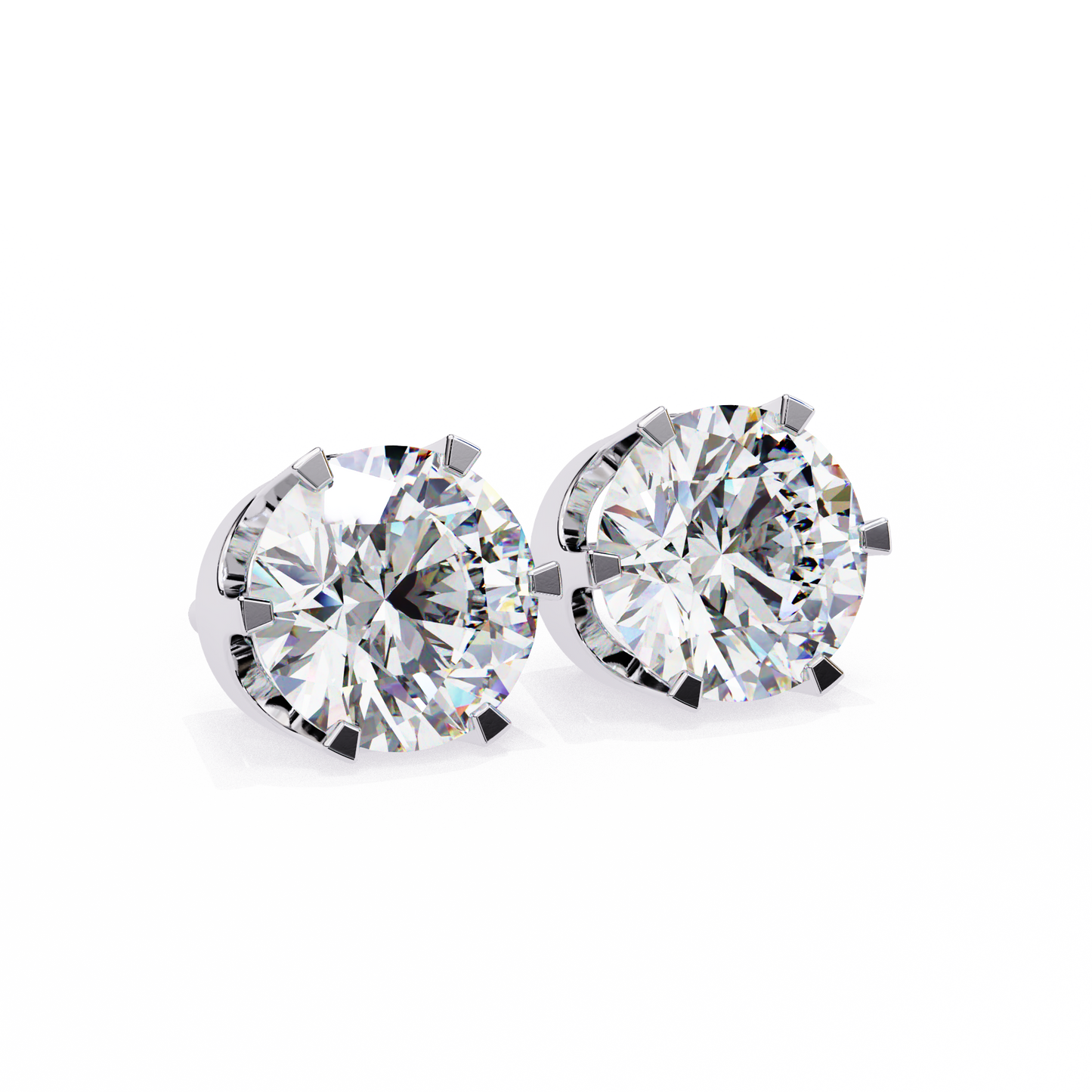 14K White Gold Lab Grown Diamond Solitaire Stud Earrings 2.50 ctw DAE-129