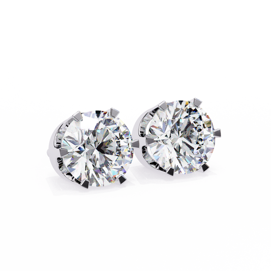 18K White Gold Lab Grown Diamond Solitaire Stud Earrings 2.50 ctw DAE-129