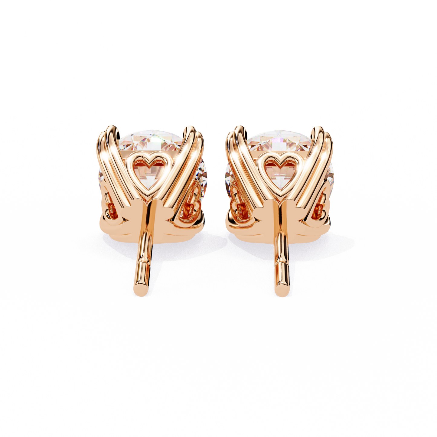 10K Rose Gold Lab Grown Diamond Solitaire Stud Earrings 2.50 ctw DAE-128