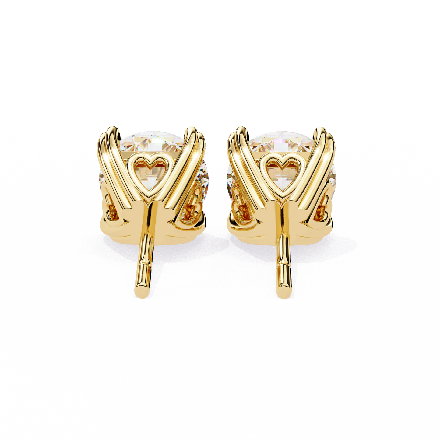 18K Yellow Gold Lab Grown Diamond Solitaire Stud Earrings 2.50 ctw DAE-128