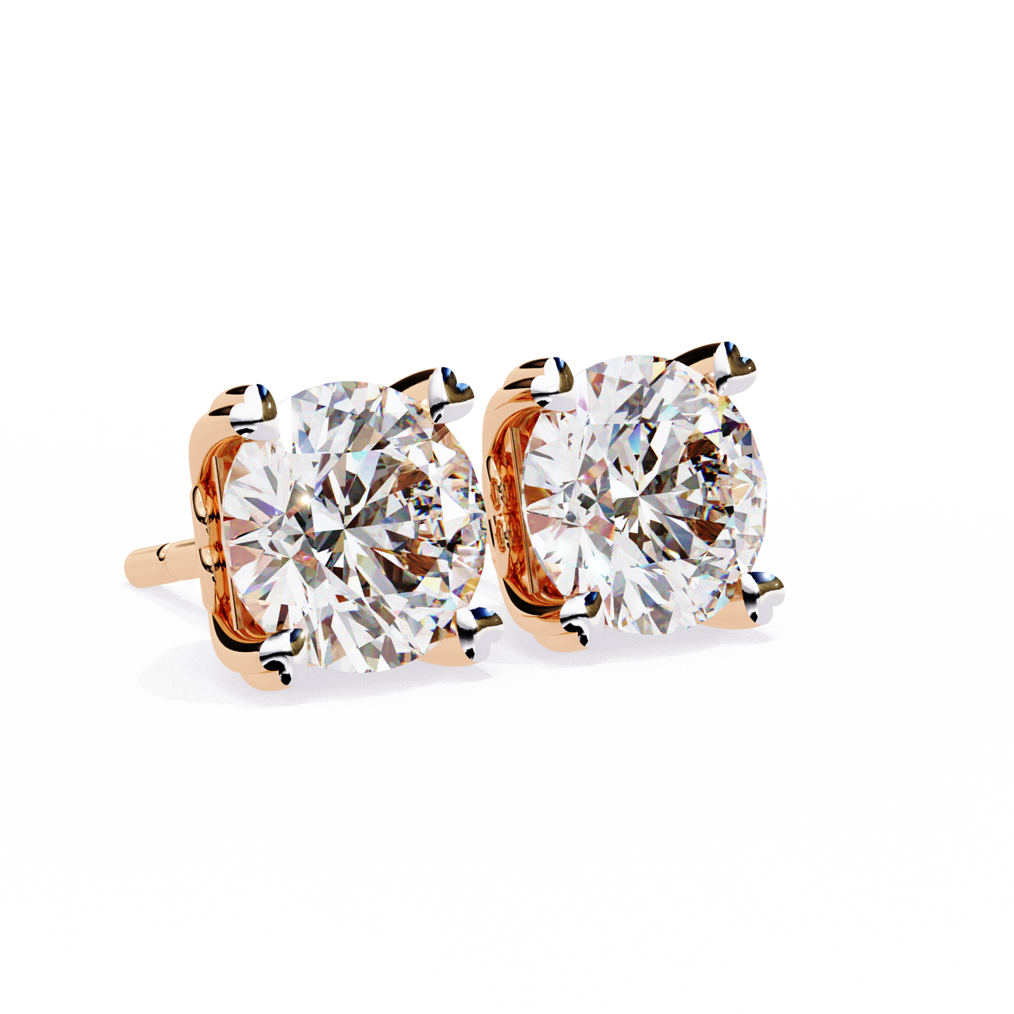 10K Rose Gold Lab Grown Diamond Solitaire Stud Earrings 2.50 ctw DAE-128