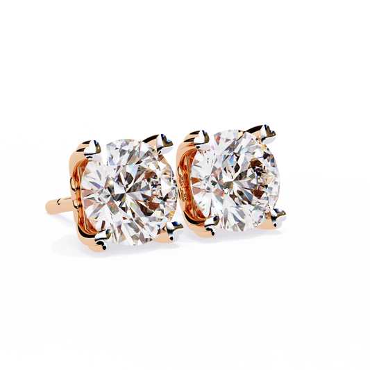 10K Rose Gold Lab Grown Diamond Solitaire Stud Earrings 2.50 ctw DAE-128