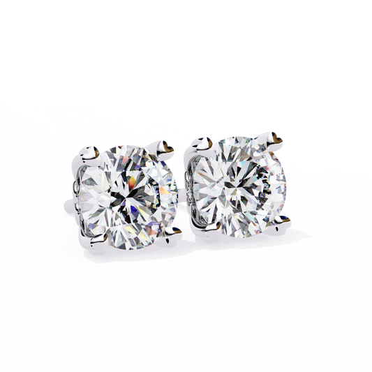 18K White Gold Lab Grown Diamond Solitaire Stud Earrings 2.50 ctw DAE-128