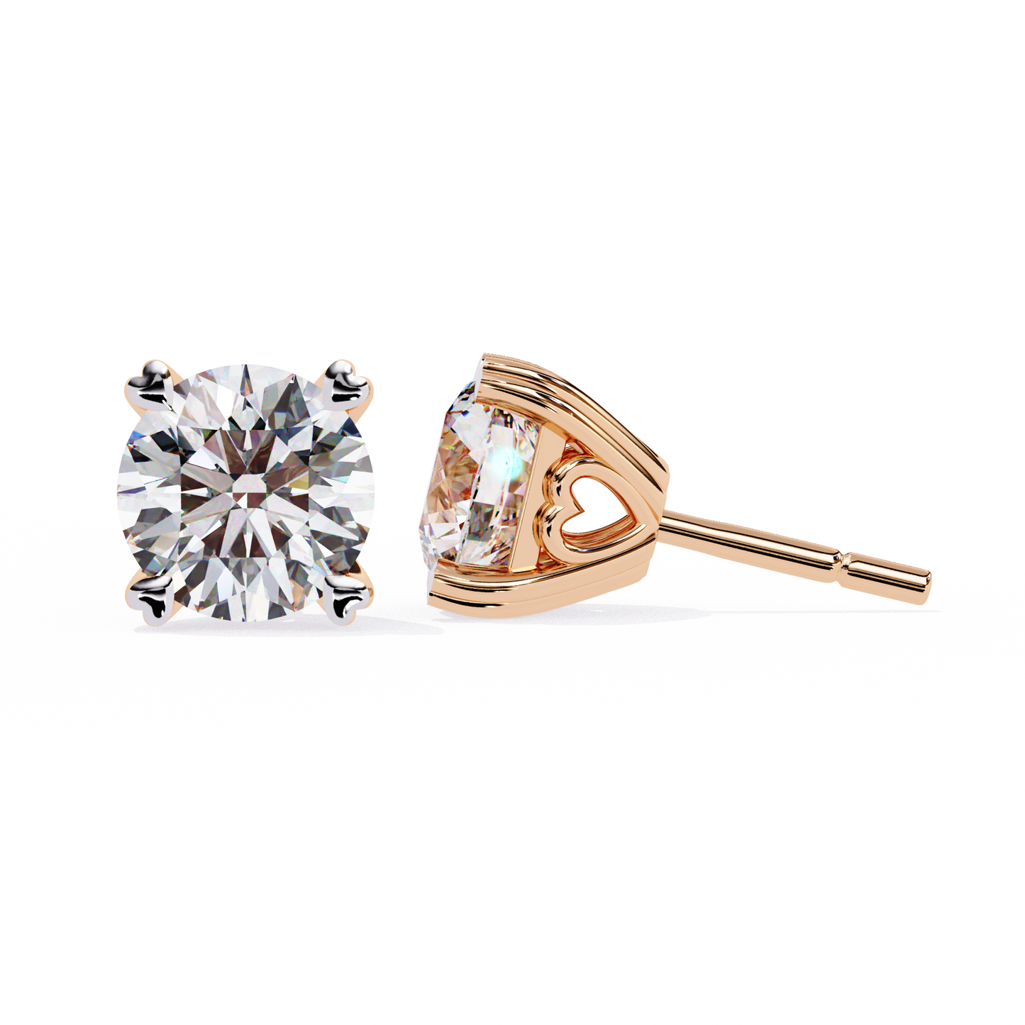10K Rose Gold Lab Grown Diamond Solitaire Stud Earrings 2.50 ctw DAE-128