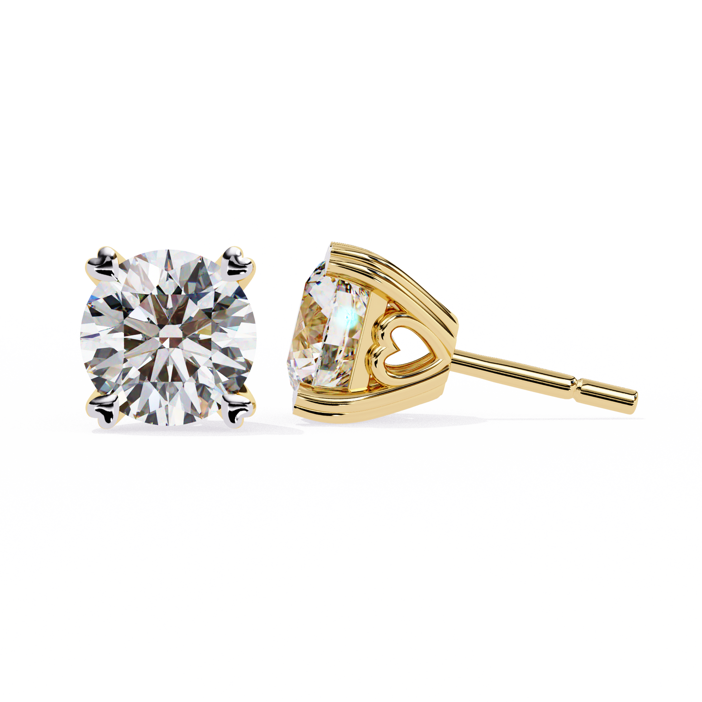 18K Yellow Gold Lab Grown Diamond Solitaire Stud Earrings 2.50 ctw DAE-128