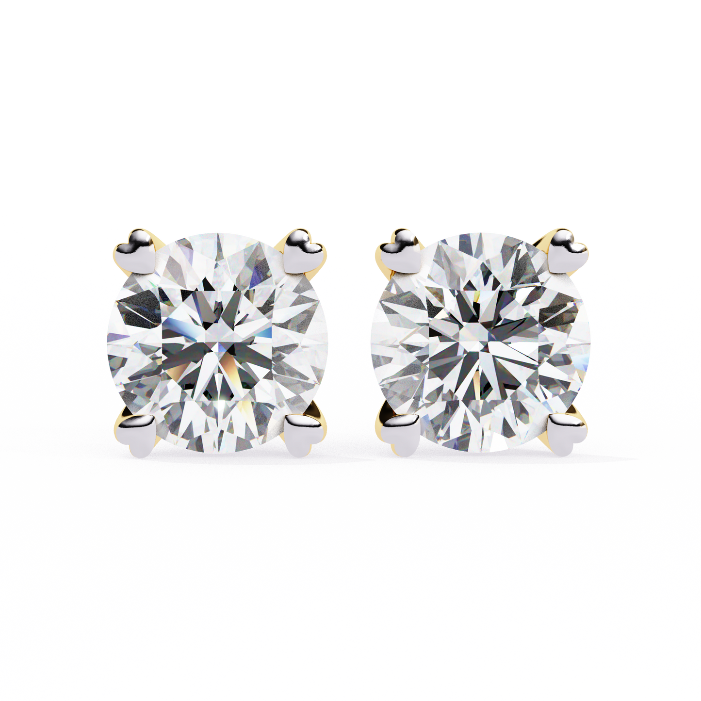 18K Yellow Gold Lab Grown Diamond Solitaire Stud Earrings 2.50 ctw DAE-128